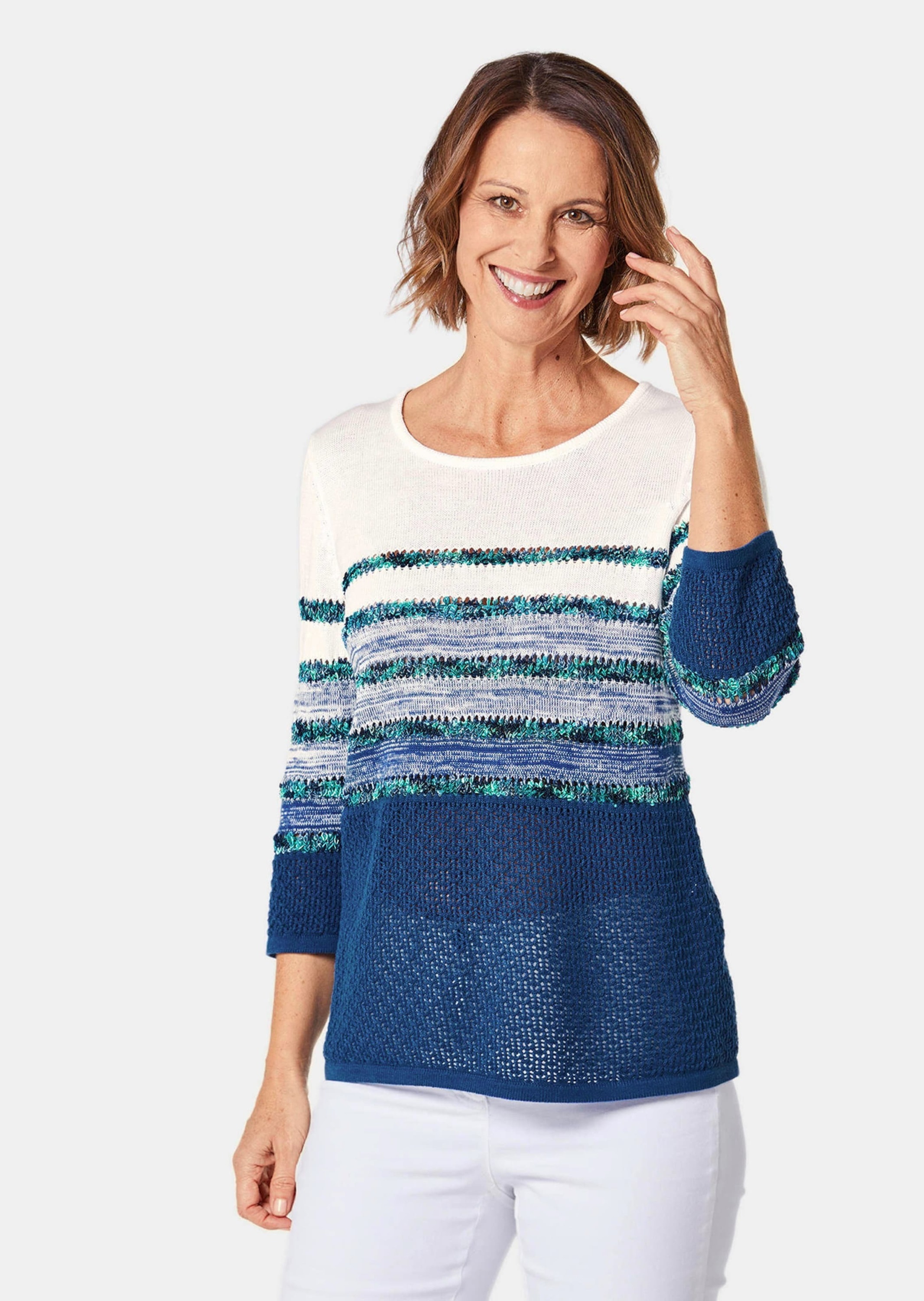 GOLDNER Rundhalspullover "Kurzgröße Leichter Pullover mit tollem Ringelmust günstig online kaufen