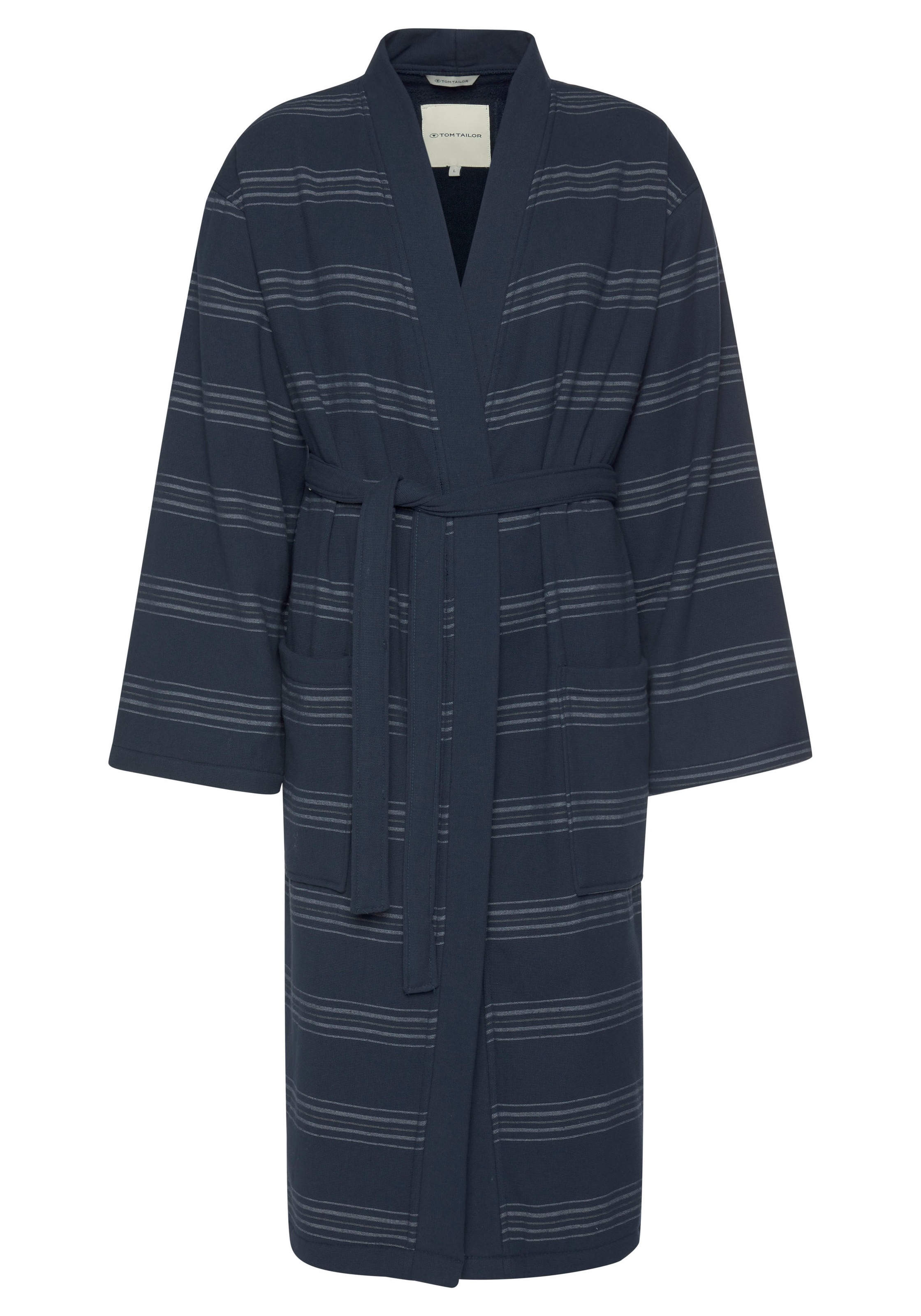 TOM TAILOR HOME Unisex-Bademantel »Wellness Kimono«, (1 St.), für Damen & Herren, im Kimono-Style, gestreift
