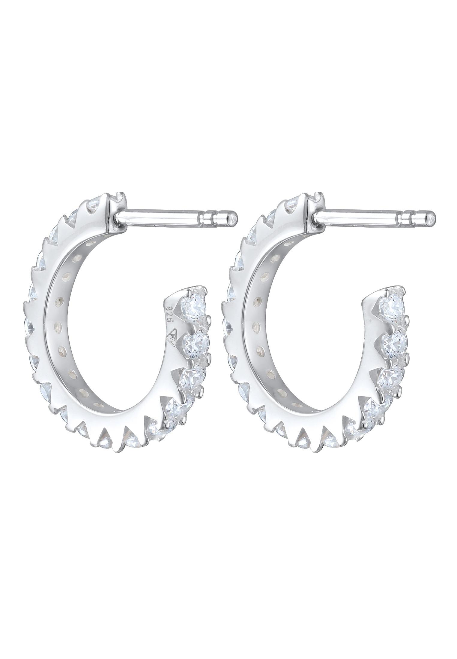 Elli Paar Creolen »Creole mit Stein Zirkonia Weiß 925 Sterling Silber«