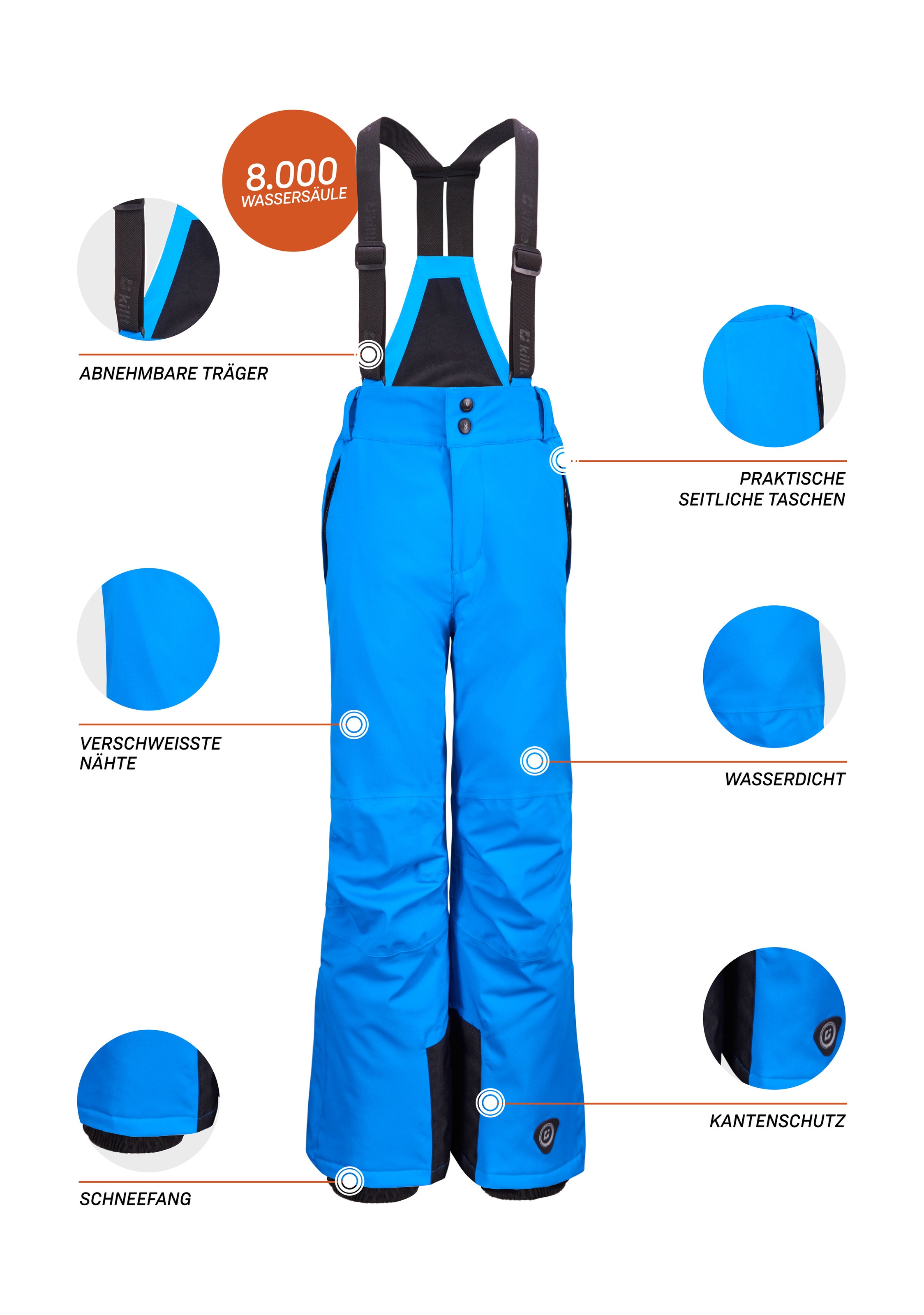 Thumbnail - Killtec Skihose "Gauror Jr" Skihose: 10.000 mm wasserdicht, verstärkt, Schneefang integriert