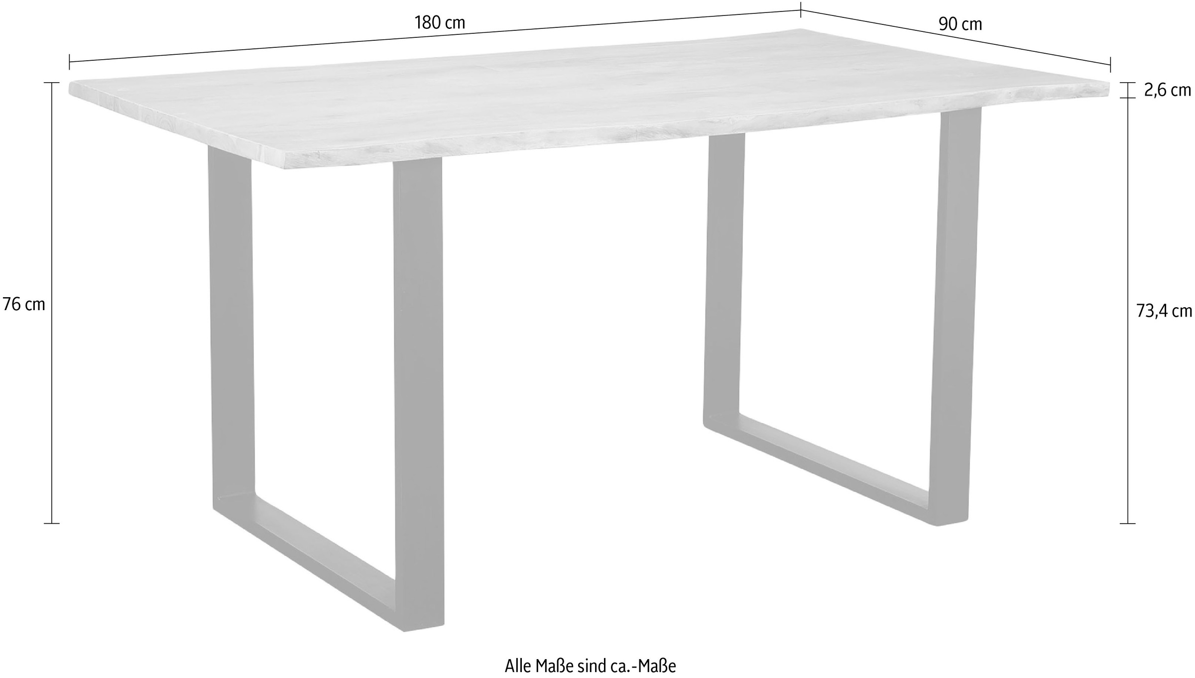 SIT Baumkantentisch, mit Baumkante und Kufengestell