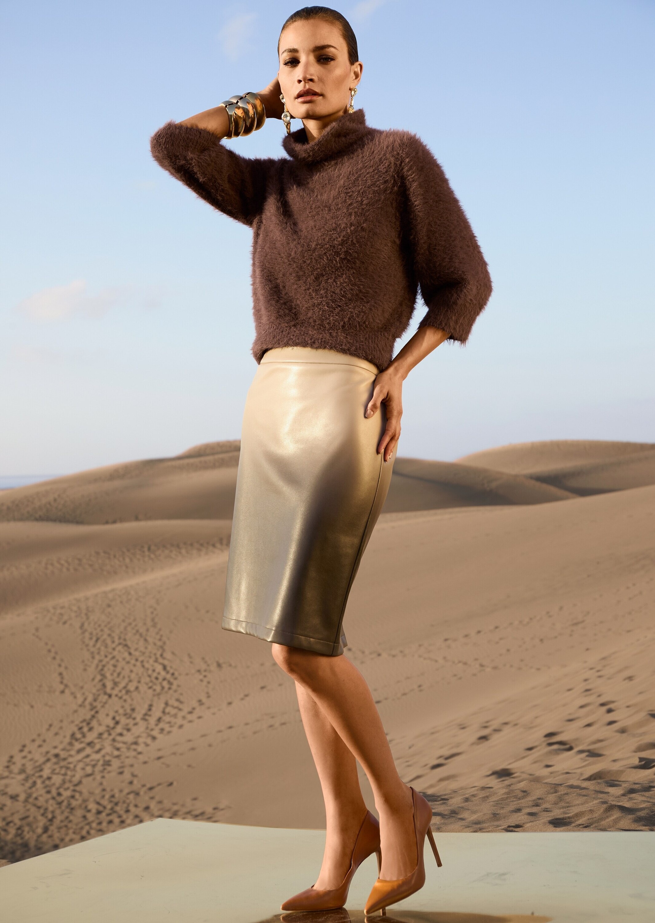 MADELEINE Longpullover »Pullover Weicher Strick mit Ballonärmeln«