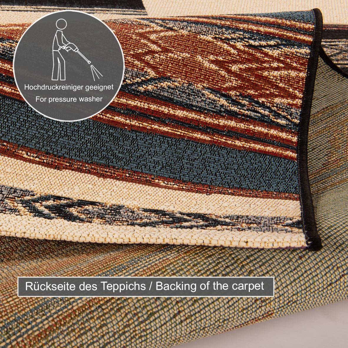 Gino Falcone Teppich »Outdoor-Africa 41«, rechteckig, 5 mm Höhe, Flachgewebe, In- und Outdoor geeignet, Wohnzimmer