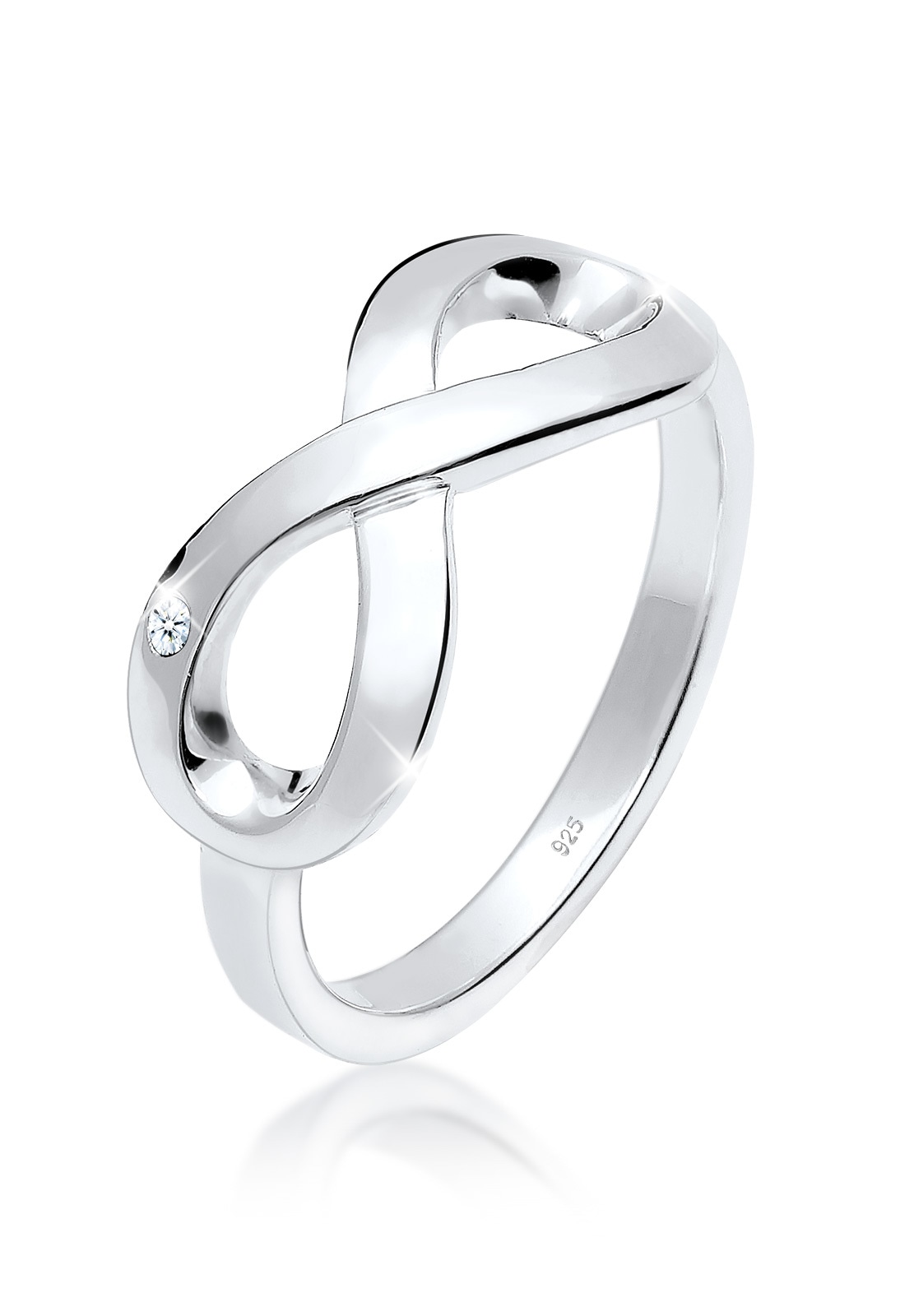 ELLI DIAMONDS Damen Verlobungsring "Ring Infinity Diamant Weiß Brillantschliff (0.015 ct) 925 Sterling Silber", 54, Silber 925 (Sterlingsilber),