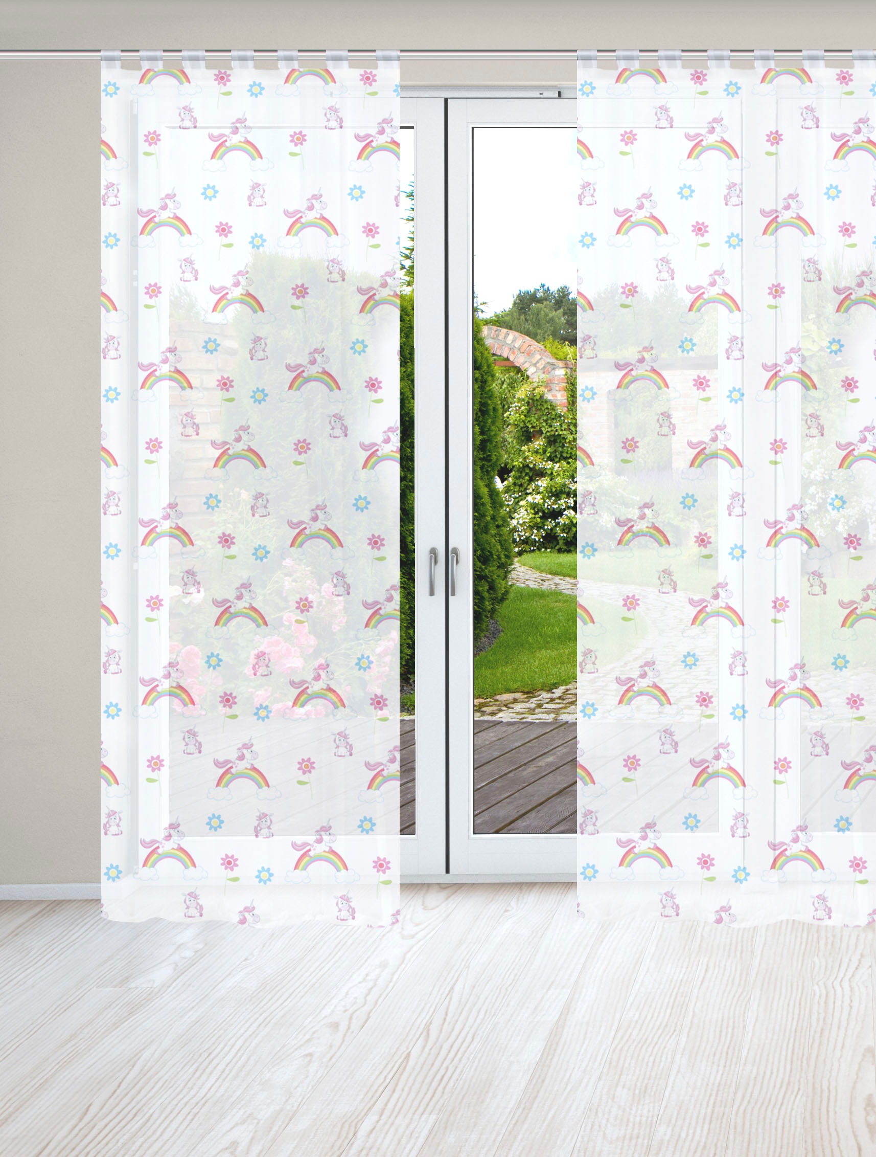HOME WOHNIDEEN Vorhang "EINHORN" Schlaufen 2 Stk. tlg. 2er Pack Schlaufensc günstig online kaufen