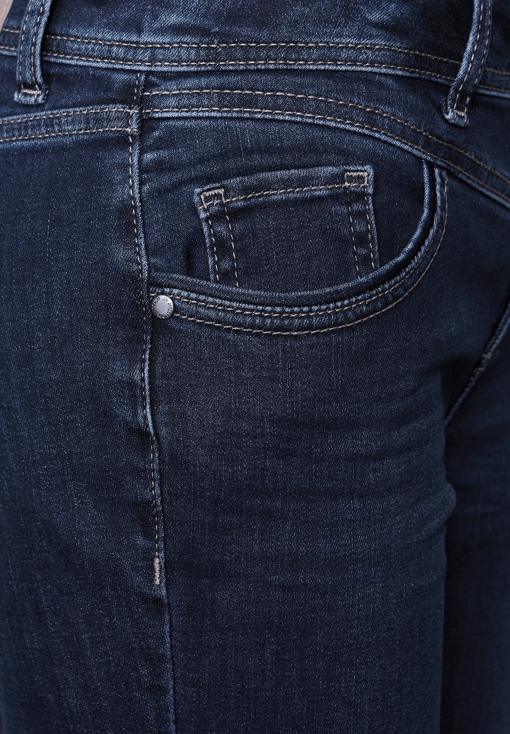 Comfort-fit-Jeans STREET ONE, Damen, Gr. 36, Länge 28, deep indigo soft washed, Jeans, 72% Baumwolle, 25% Polyester, 3% Elasthan, unifarben, lang, Jeans, Middle Waist 2