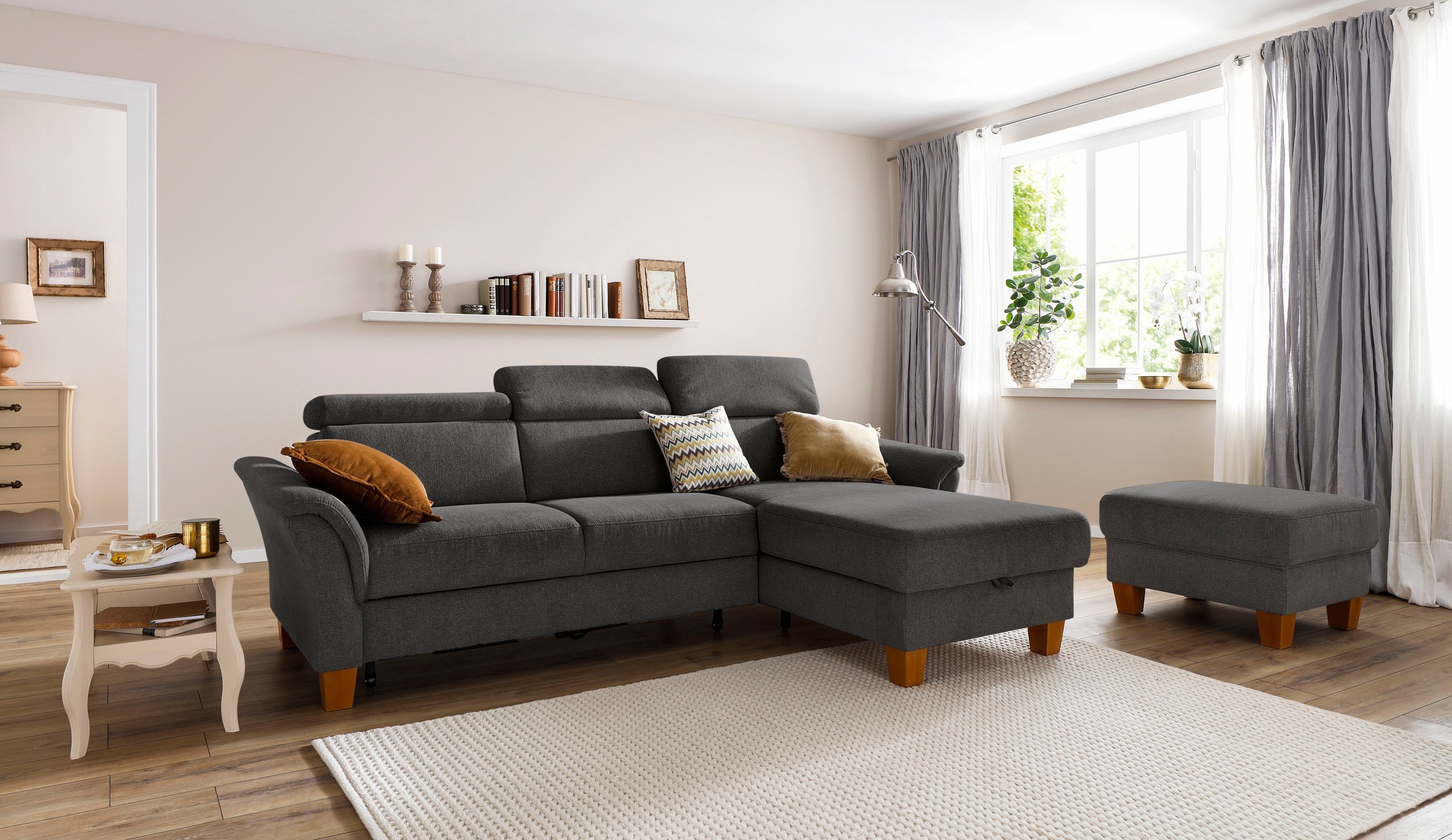 Home affaire Ecksofa "Conville L-Form" Federkern, wahlweise mit Bettfunktio günstig online kaufen