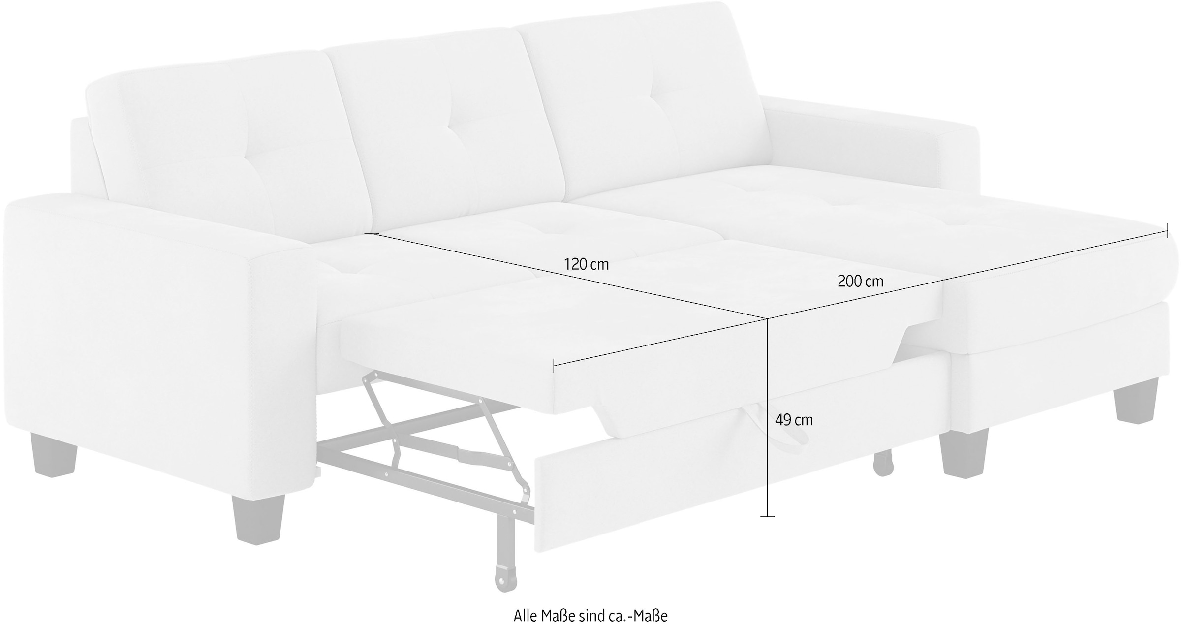 Places of Style Ecksofa »Varese L-Form«, Kreuznaht in beige