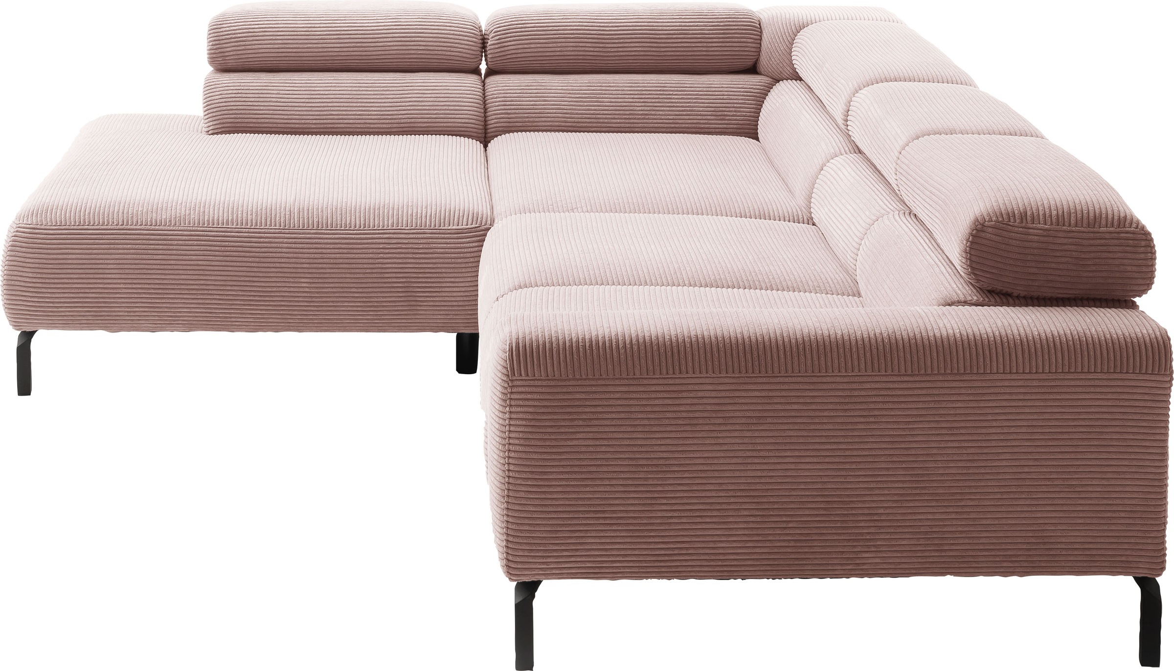 Places of Style Ecksofa »Antonelli, L-Form, inkl. Kopfteilverstellung, Breite 312 cm«, mit elektrischer Sitztiefenverstellung, in Cord, rosé