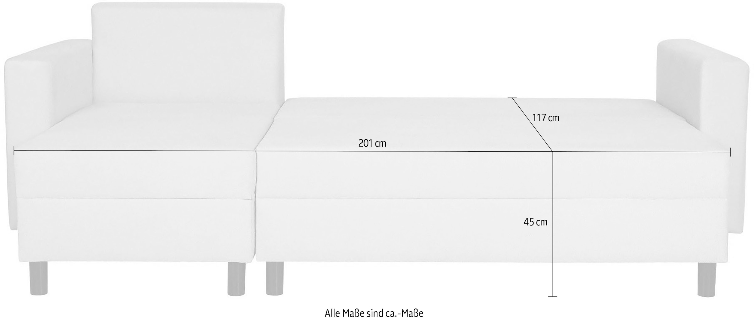 INOSIGN Ecksofa »GLENOE Schlafsofa mit Bettkasten, Recamiere beidseitig montierbar«, L-Form, Maße B/T/H: 230/135/84,5 cm, Velvet & Struktur weich