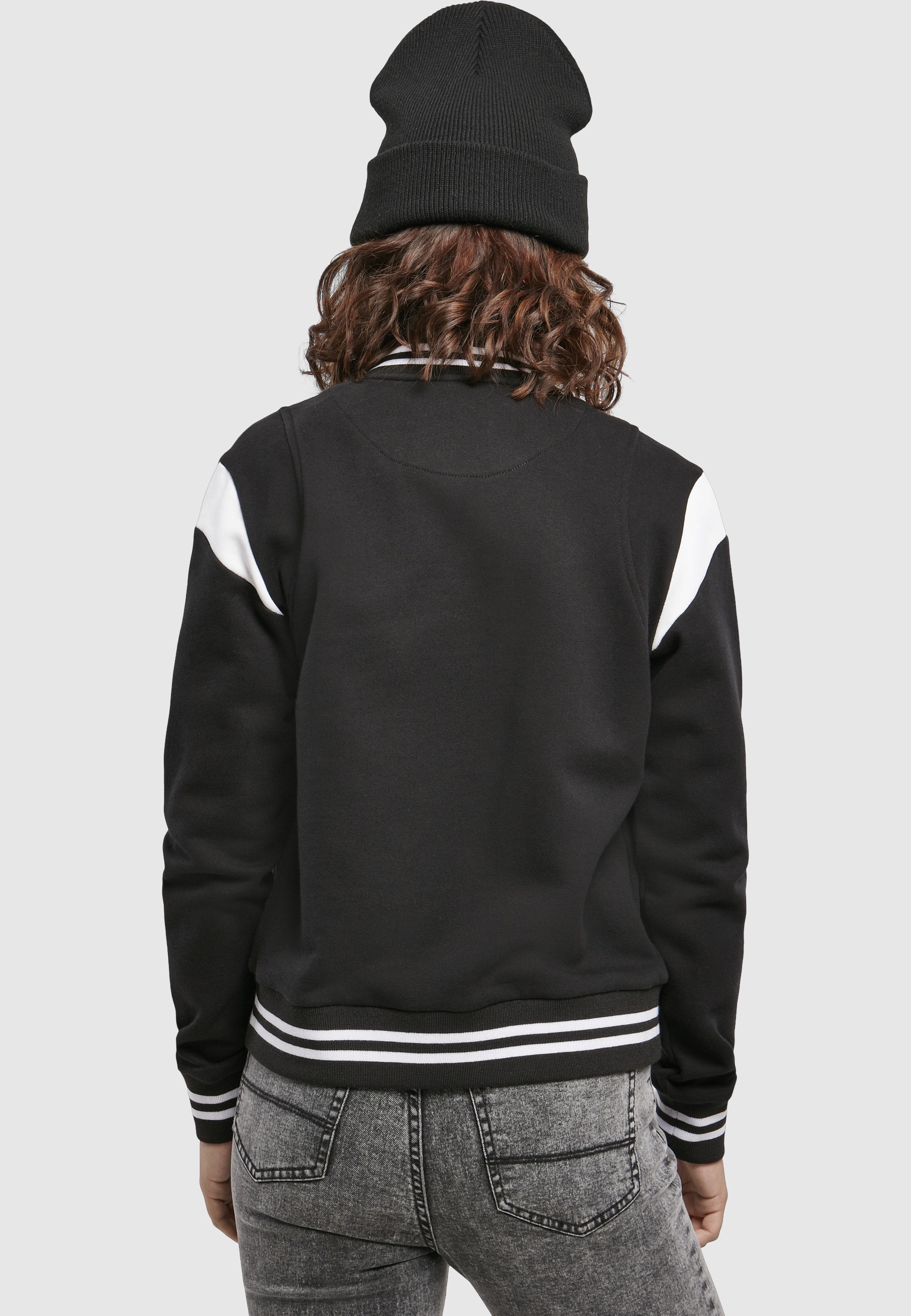 URBAN CLASSICS Collegejacke »Urban Classics Damen Ladies Organic Inset College Sweat Jacket« 1 Stk. tlg. ohne Kapuze