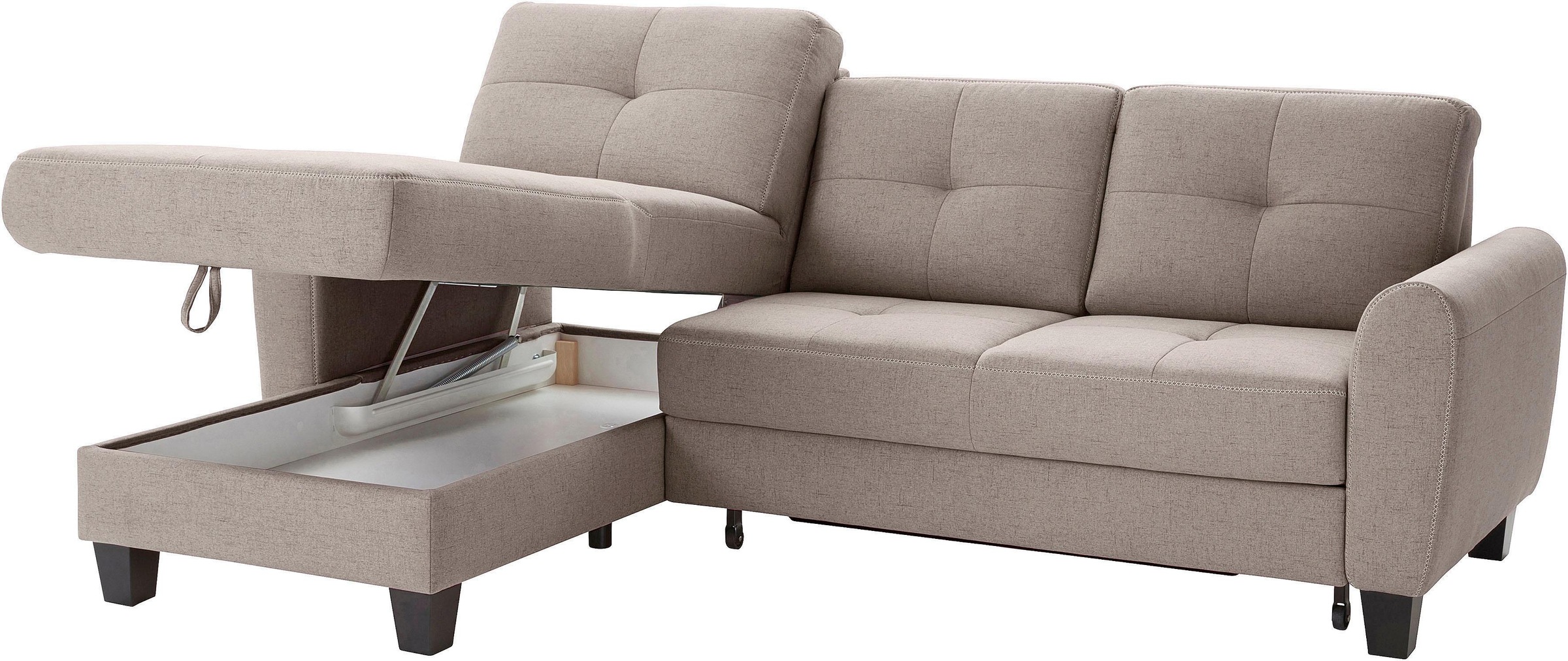 sit&more Ecksofa »Varese L-Form«, mit Federkern, wahlweise mit Bettfunktion und Stauraum