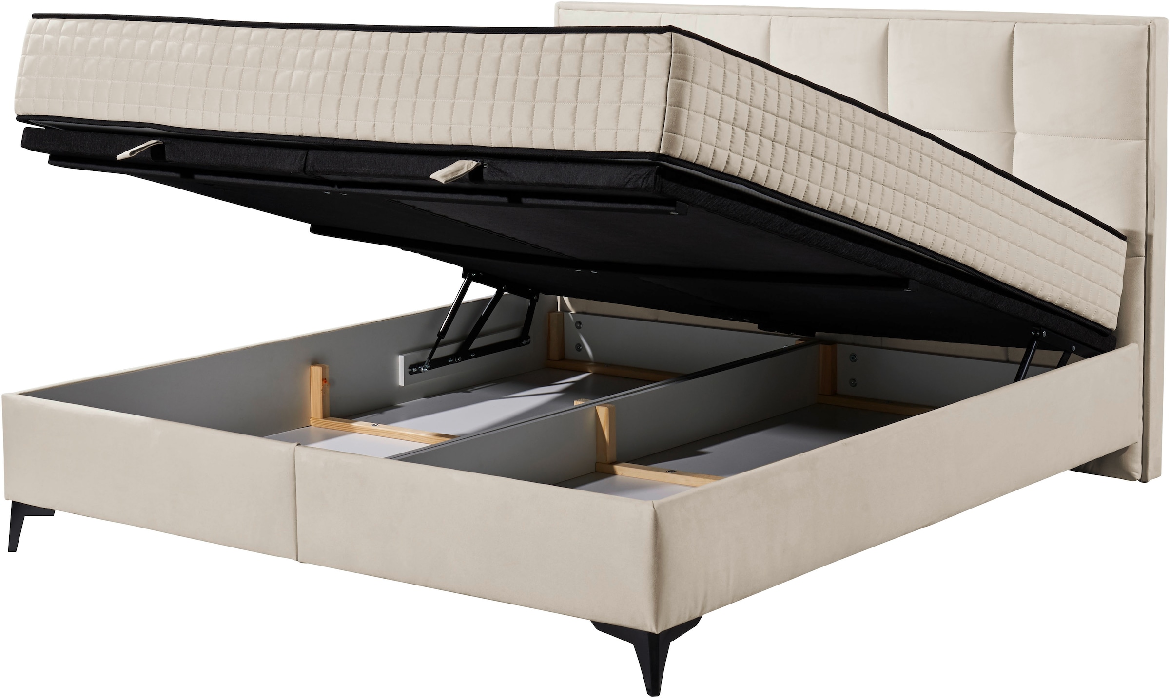 ED EXCITING DESIGN Boxbett »Monroe inkl. Bettkasten, erhältlich in den Breiten 160cm & 180cm«, Duo-Matratze - feste Seite mit Kokosmatte