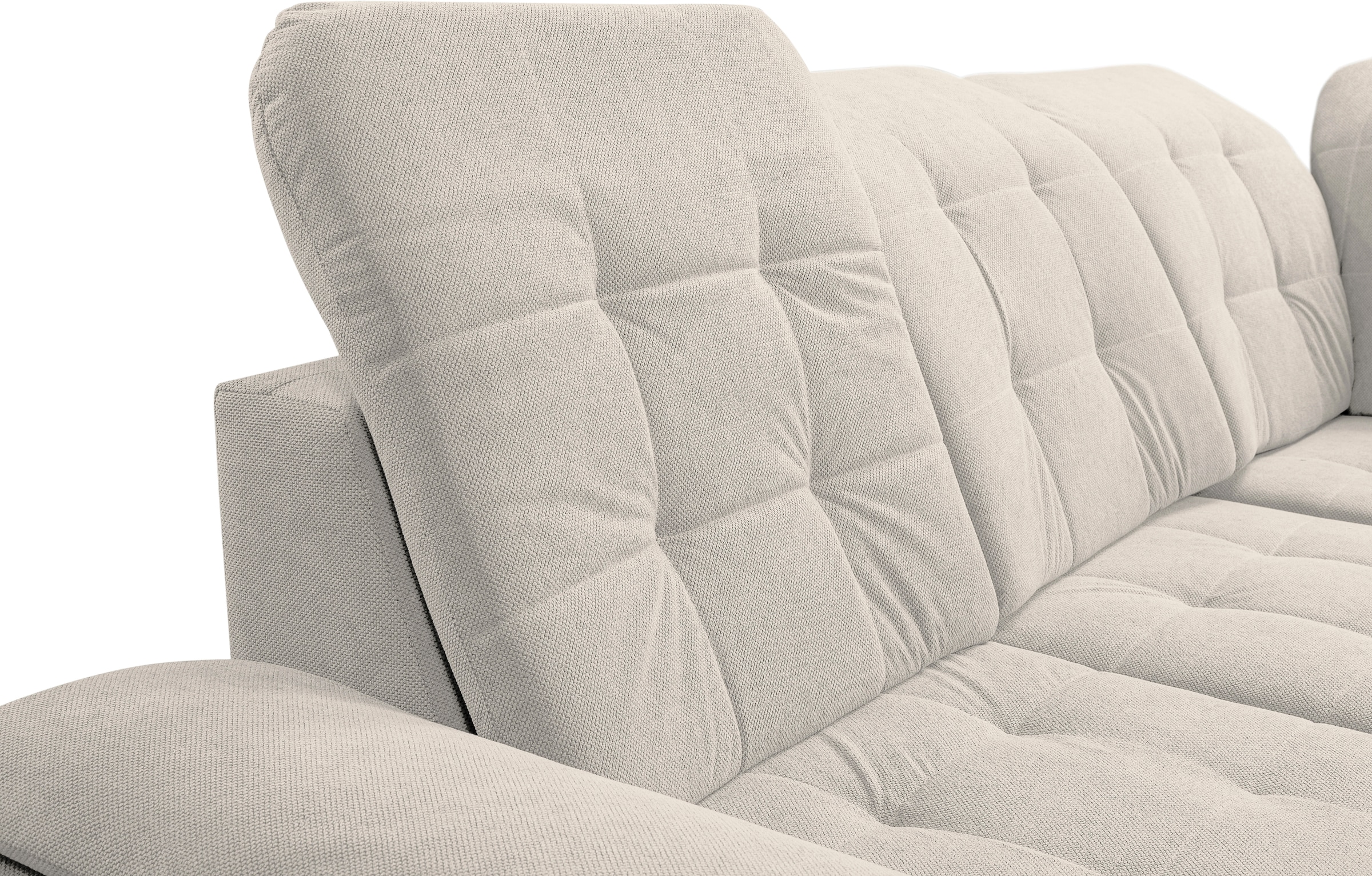 WERK2 Ecksofa »Bonny inkl. Kopfteilverstellung, Bettfunktion, Stauraum, Breite 265cm« Komfortwunder mit Schlaffunktion, verstellbarem Kopfteil & Stauraum.