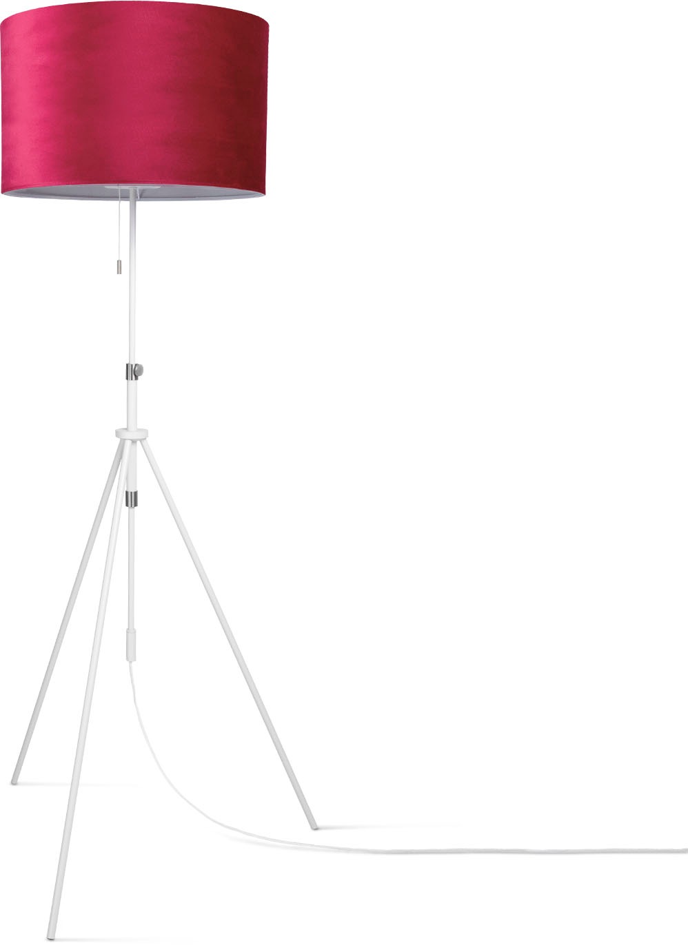 Paco Home Stehlampe »Naomi uni Color«, Leuchtmittel E27 | ohne Leuchtmittel, Wohnzimmer Höhenverstellbar 121,5 bis 176,5 cm Zugschalter Velour