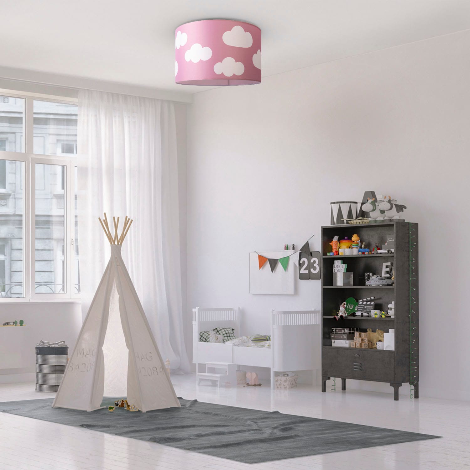 Paco Home Deckenleuchte »Hugo Cosmo«, Deckenleuchte Kinderzimmer Kinder  Lampe Wolke Stoffschirm Rund E27 bestellen | BAUR