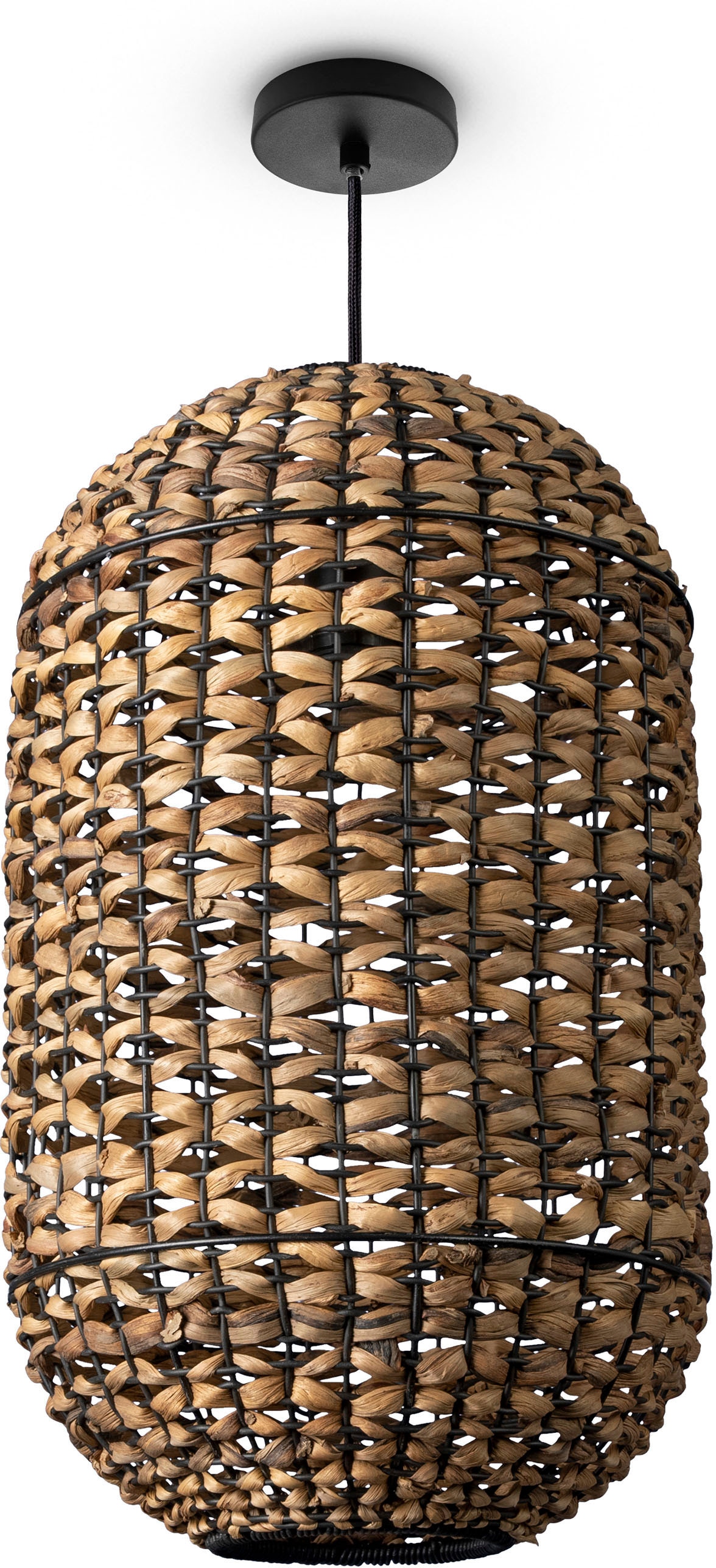 Paco Home Pendelleuchte »KAGLONG«, Leuchtmittel E27 | ohne Leuchtmittel, Rattan Optik Pendelleuchte Korblampen Hängend Wohnzimmer Boho Natur