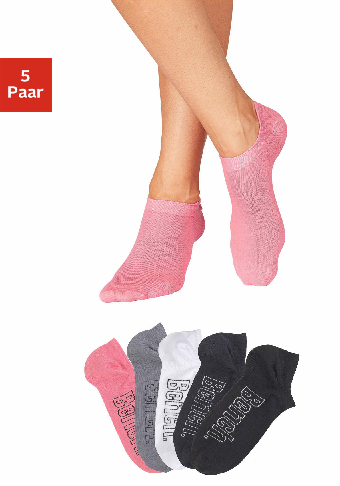 Bench. Sneakersocken "Niedrige Sneaker Socken, Damen Baumwolle Sportsocken Atmungsaktiv" Packung, 5 Stk. tlg. für modische Sneaker-Schuhe