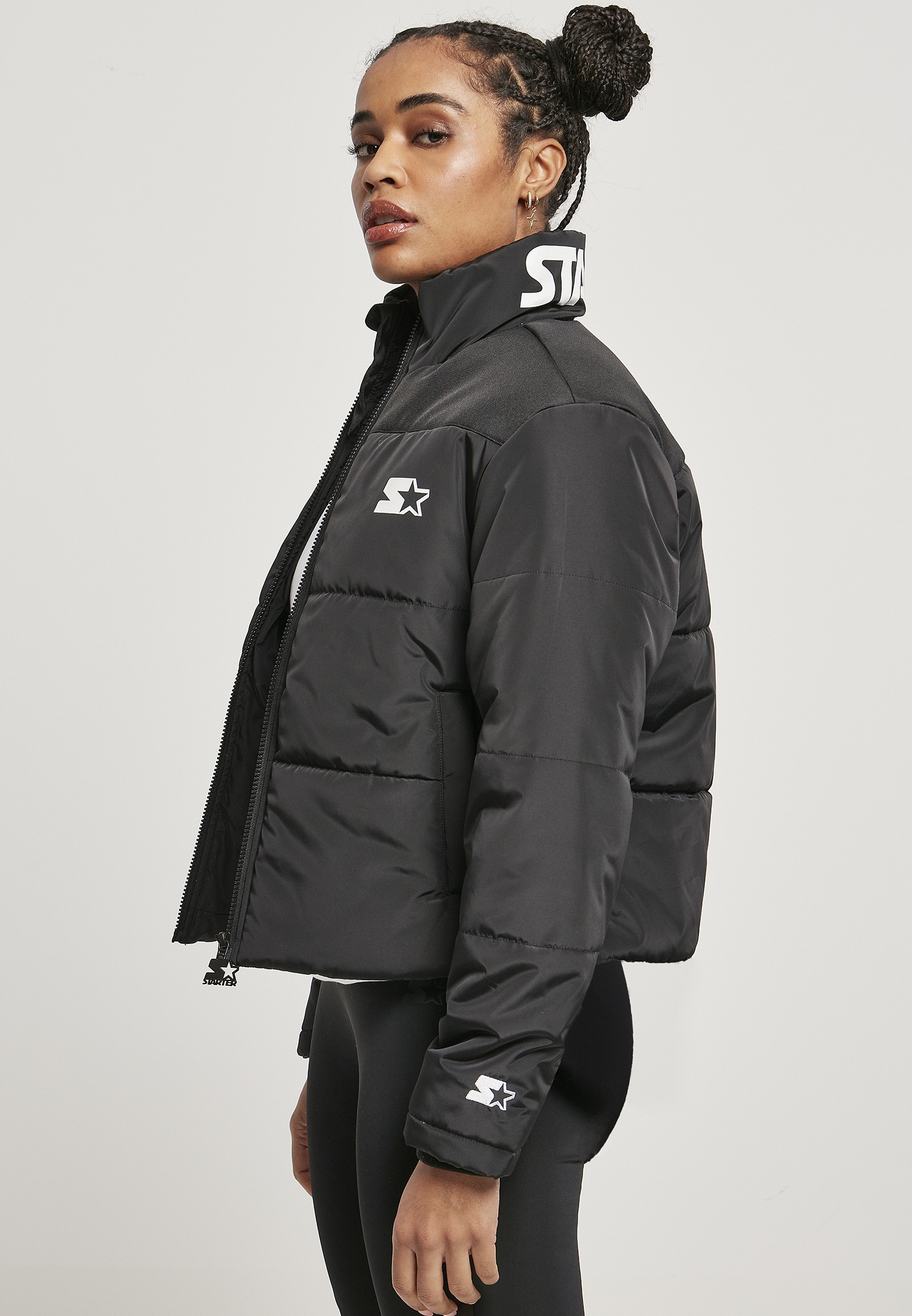Jacket«, kaufen Puffer Black (1 Ladies für St.), Logo »Damen Winterjacke ohne Starter Label Starter | Kapuze BAUR