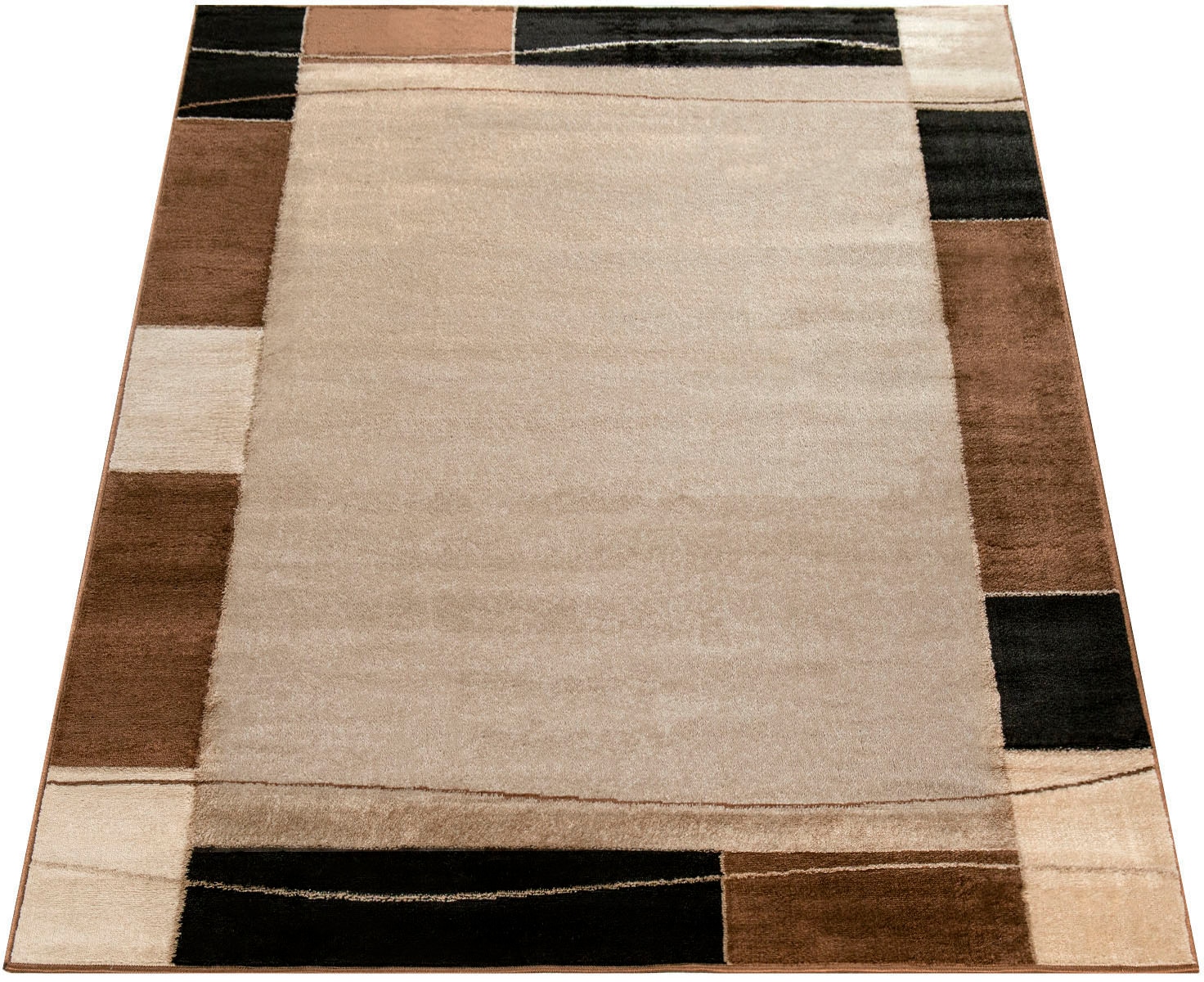 Schlafzimmer Teppich Bordüre, rechteckig, Wohnzimmer Home BAUR »Sinai & ideal im auf | Kurzflor, 054«, mit Rechnung Paco