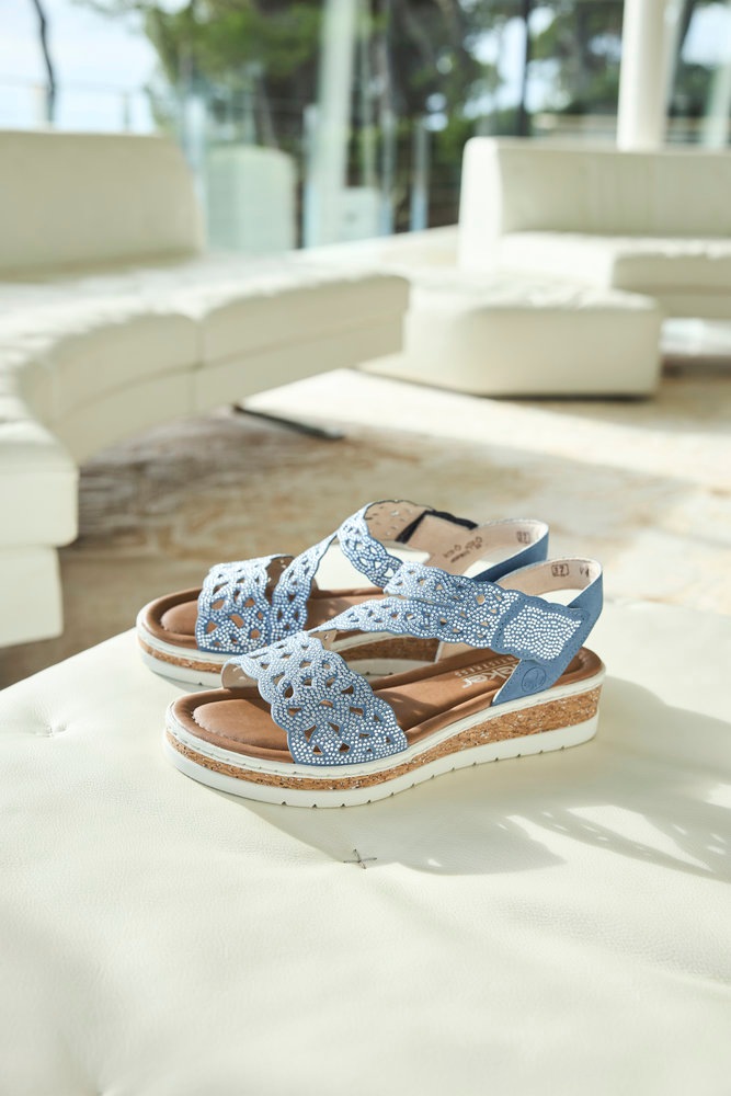 Rieker Keilsandalette  Keilsandalette, Sommerschuh, Urlaubsschuh mit Glitzersteine