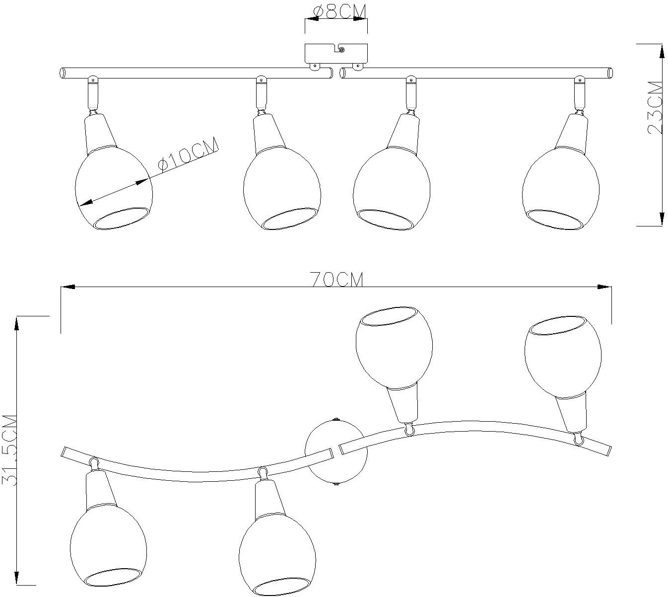GLOBO LIGHTING Deckenspot »ELLIOTT« E14 1 Stk. Nickel Strahler mit Farbwechsler, Fernbedienung, LED 4x3.5W