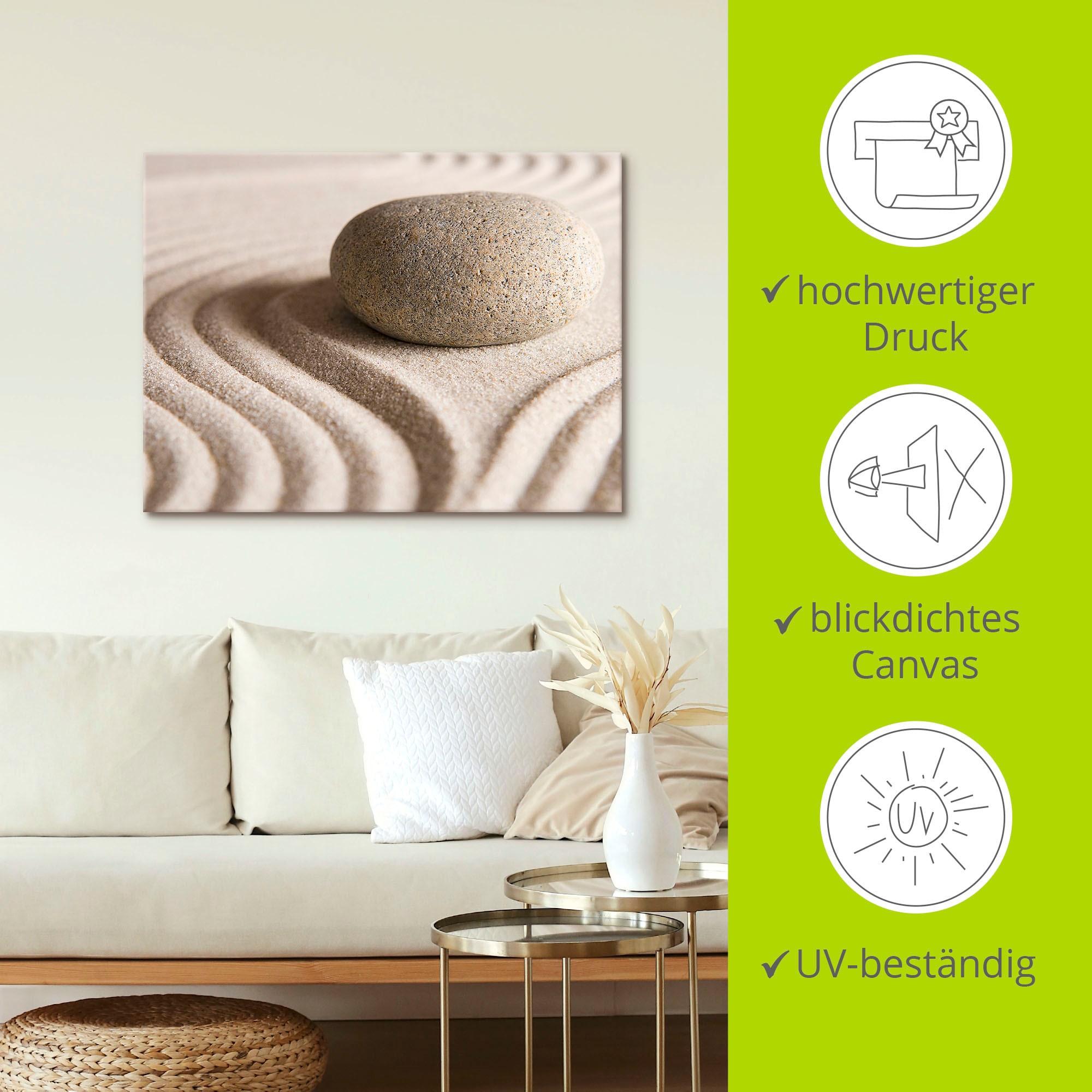 Artland Wandbild »Zen Stein«, Zen, (1 St.), als Leinwandbild, Poster in verschied. Größen