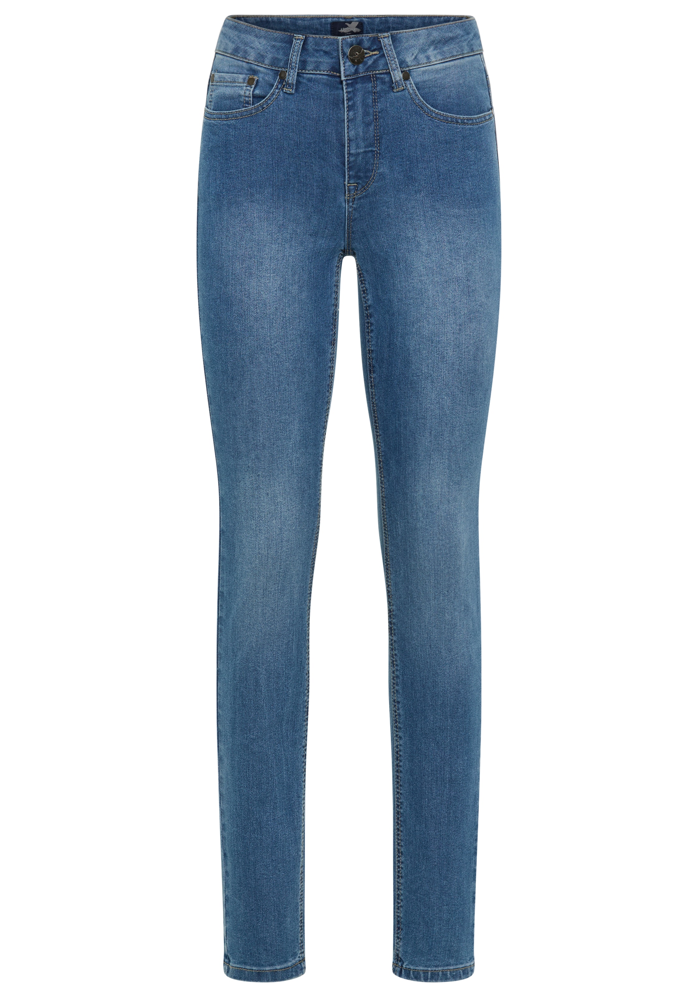 Arizona Slim-fit-Jeans »Shaping«, enge Passform, Röhrenjeans, Used-Look-Waschung, hohe Leibhöhe