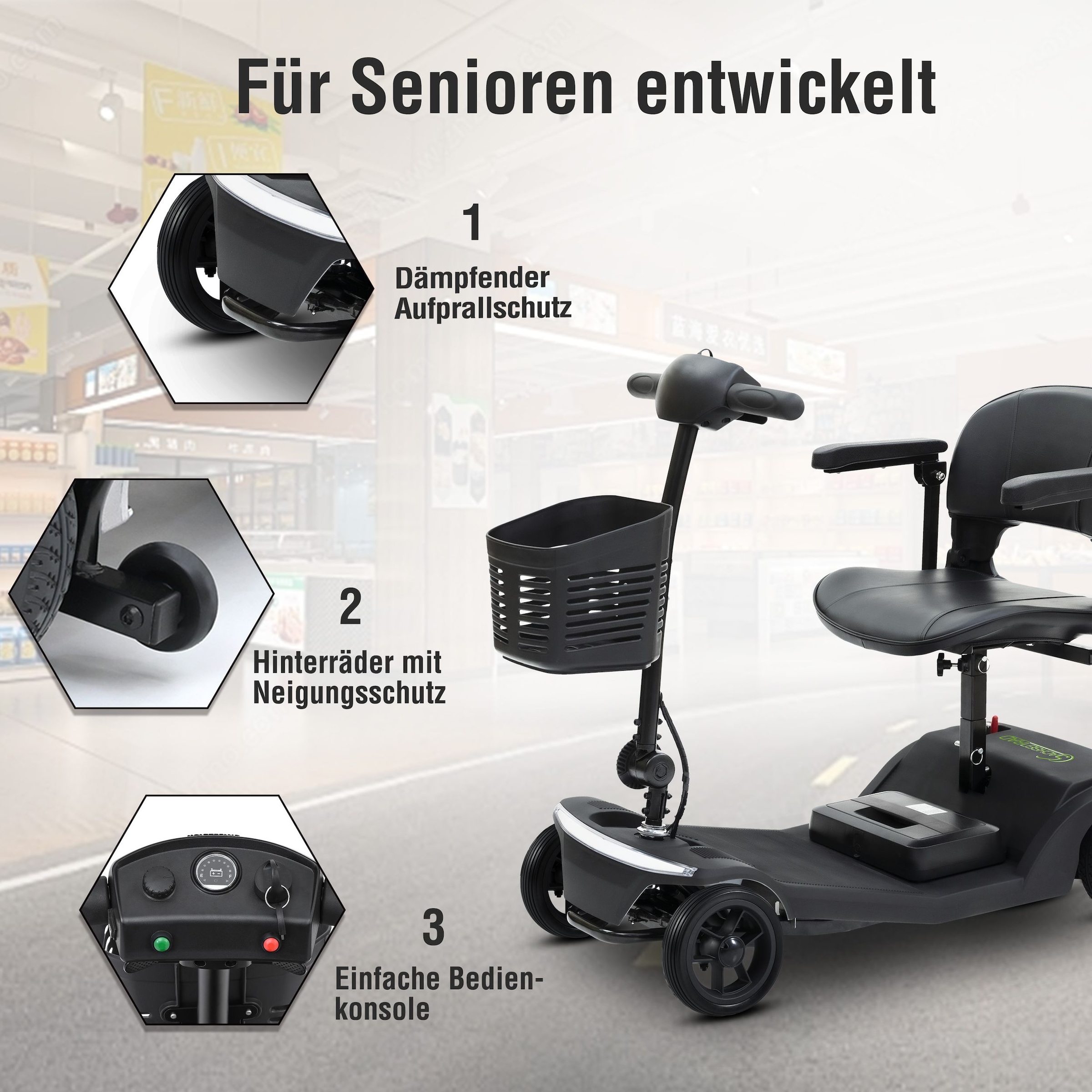 SachsenRad Elektromobil »BestAGE Seniorenmobil Royal mit Korb« 250 W 6 km/h mit Korb