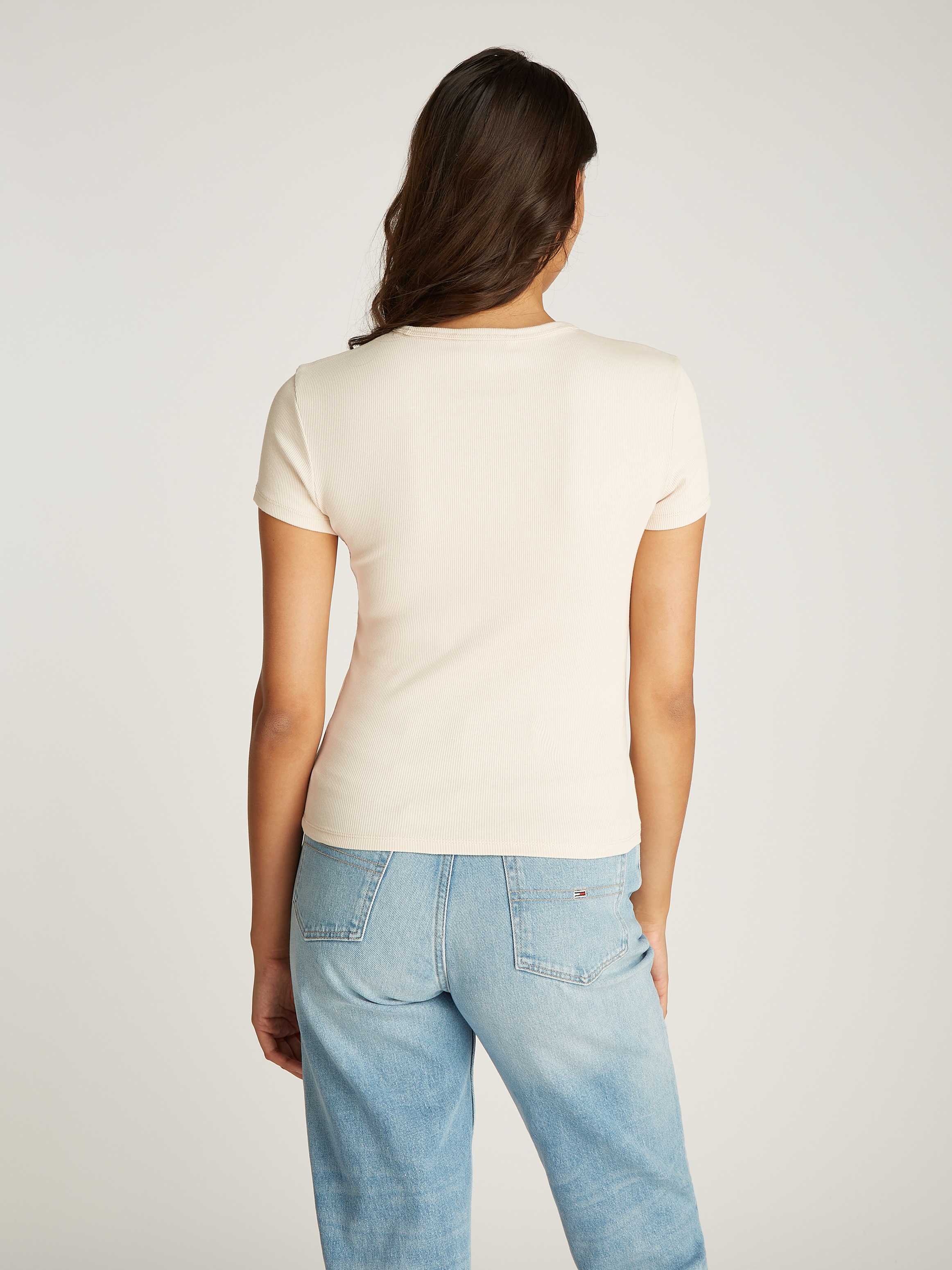 Tommy Jeans Kurzarmshirt "TJW SLIM ESSENTIAL RIB SS EXT" mit gerippter Stru günstig online kaufen