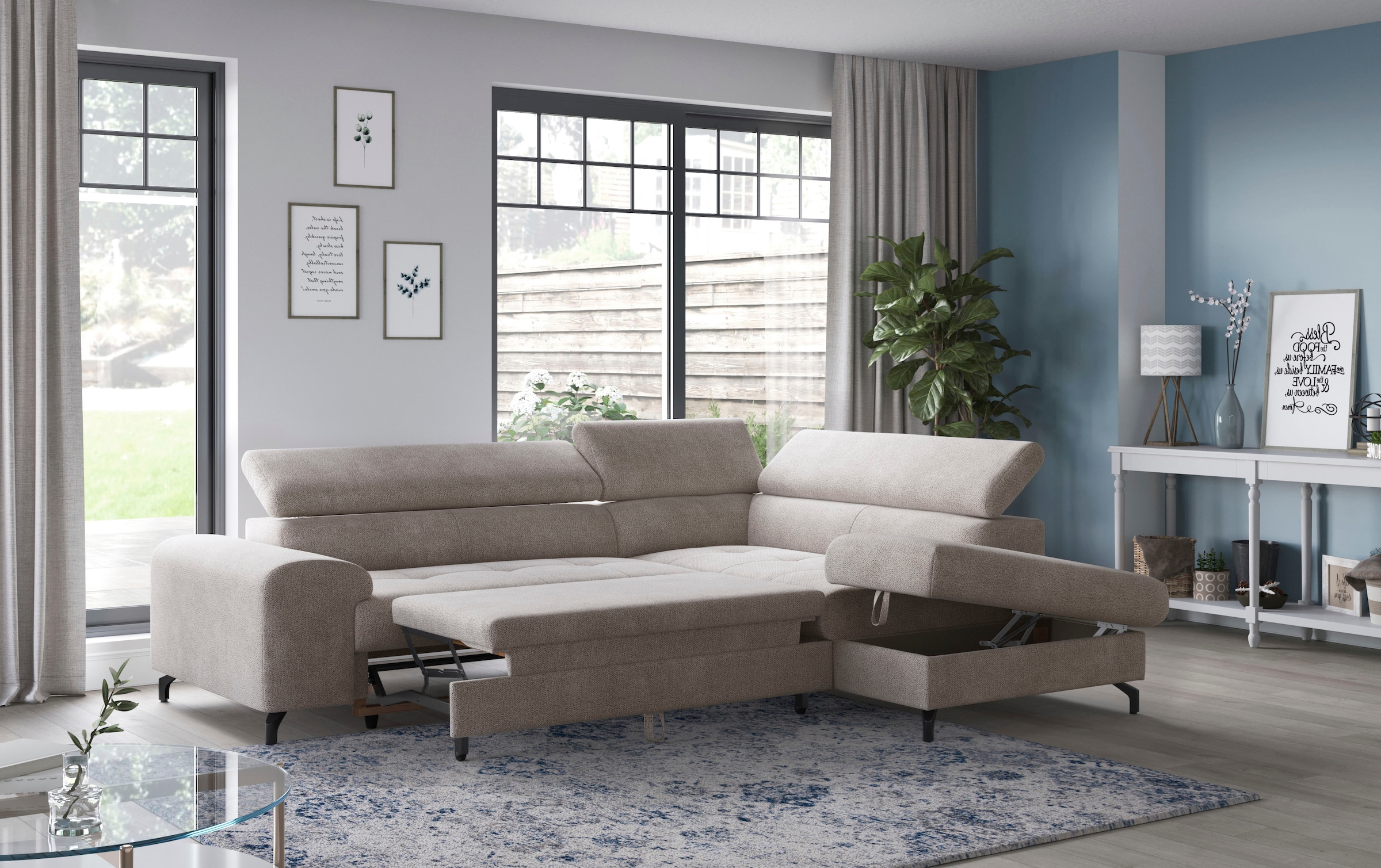 COTTA Ecksofa »Aura L-Form«, mit Schlaffunktion, Bettkasten und Kopfteilverstellung