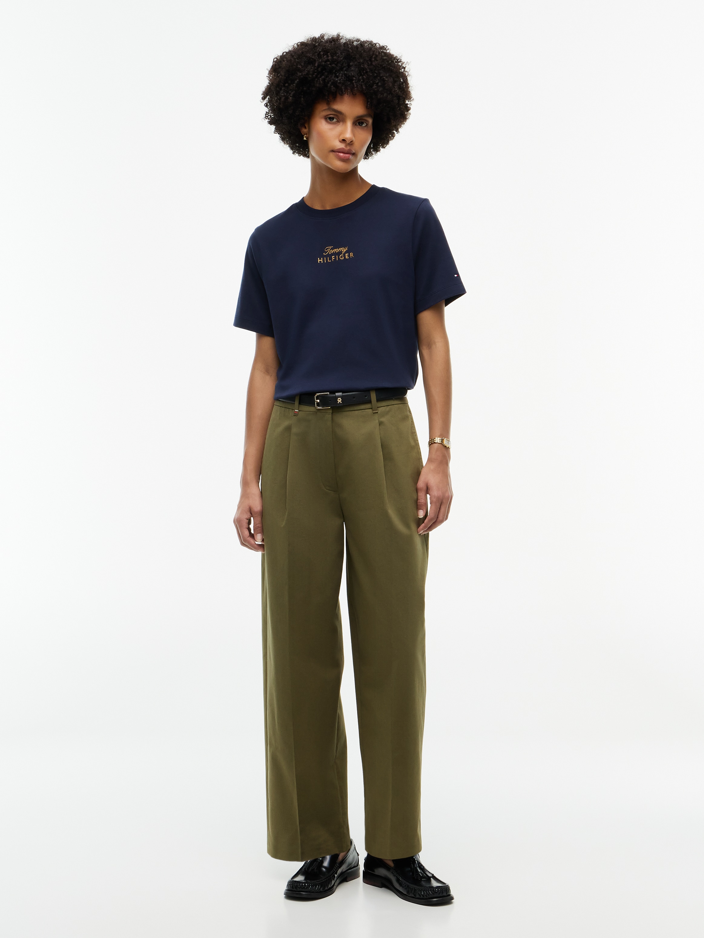 Tommy Hilfiger Kurzarmshirt »GOLD SCRIPT MDRN C-NK S/S TEE« Baumwolle