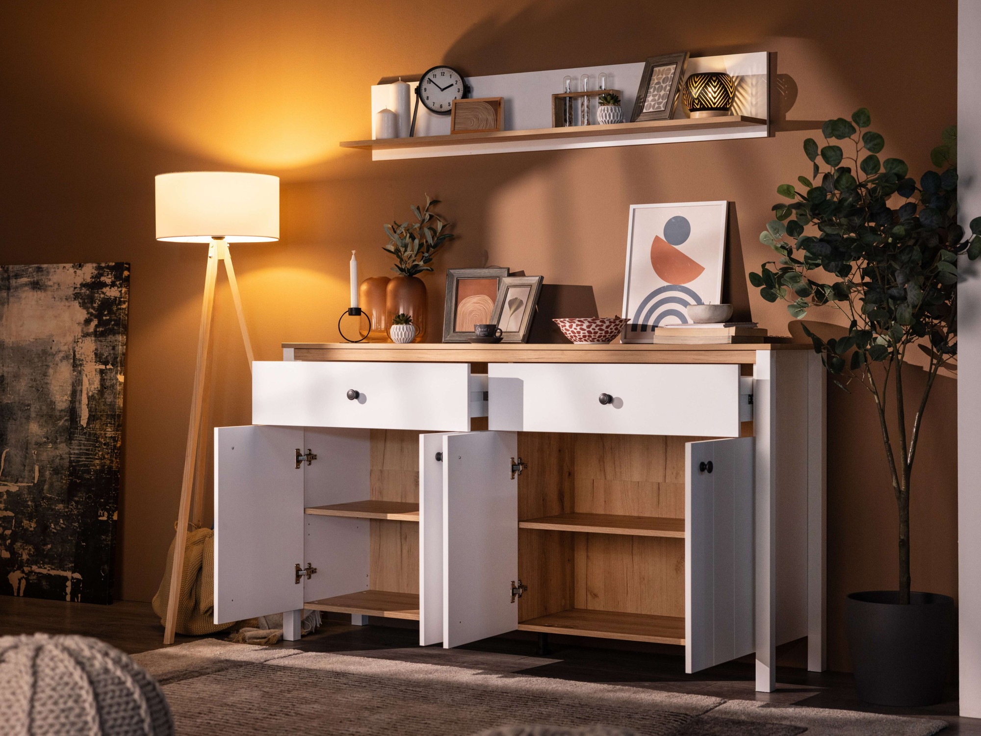 Home affaire Sideboard »BEDFORD Kommode, Kombikommode, Anrichte, Schrank« MDF-Profil 2D ummantelt, Hotstamping