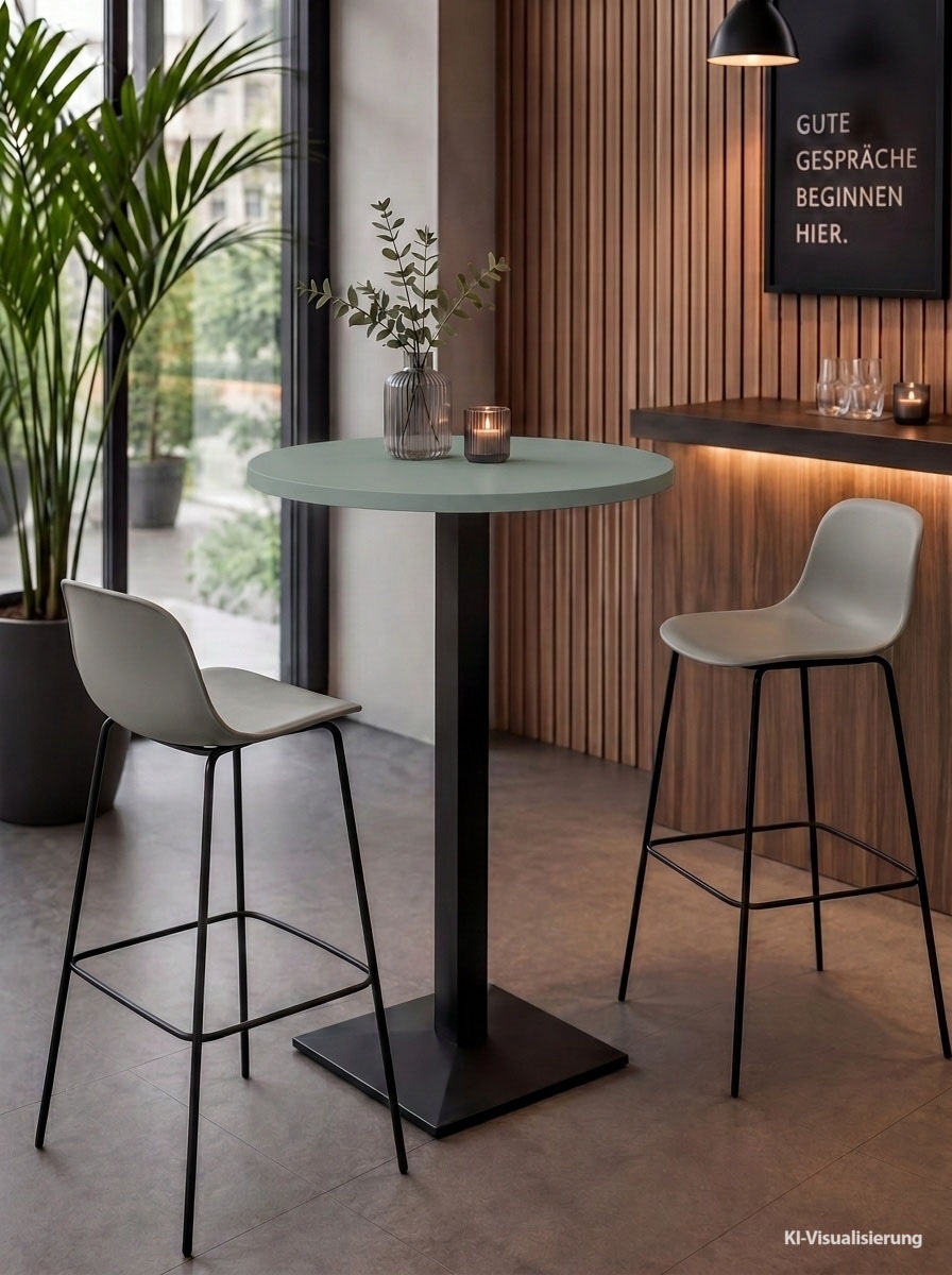 Mäusbacher "Big Bistro Metall" Quadrat-Säulengestell, runde Platte Ø 70 cm x H 105 cm