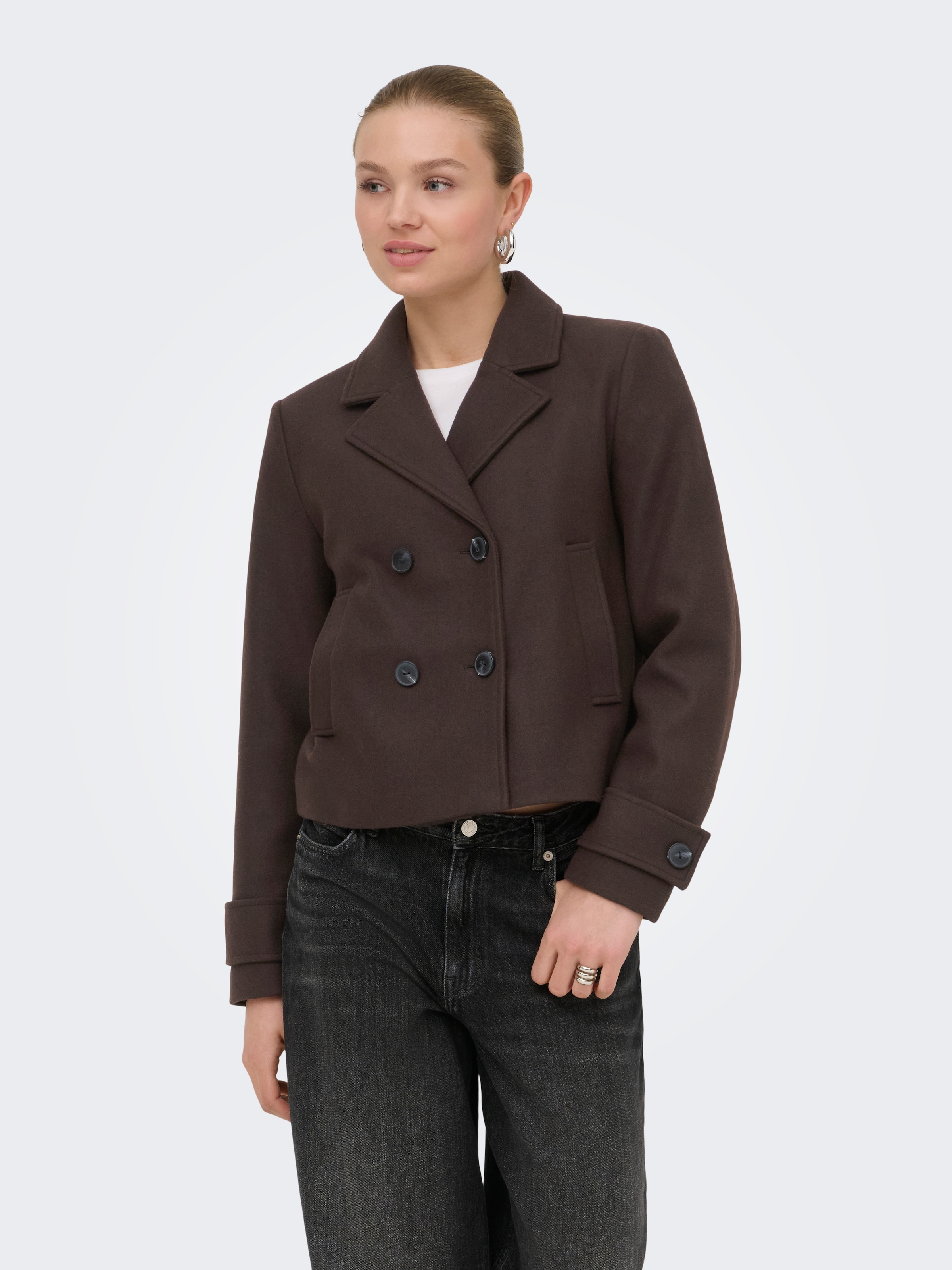 ONLY Kurzjacke "ONLFREJA LIFE SHORT DB JACKET OTW NOOS" Kunstfaser