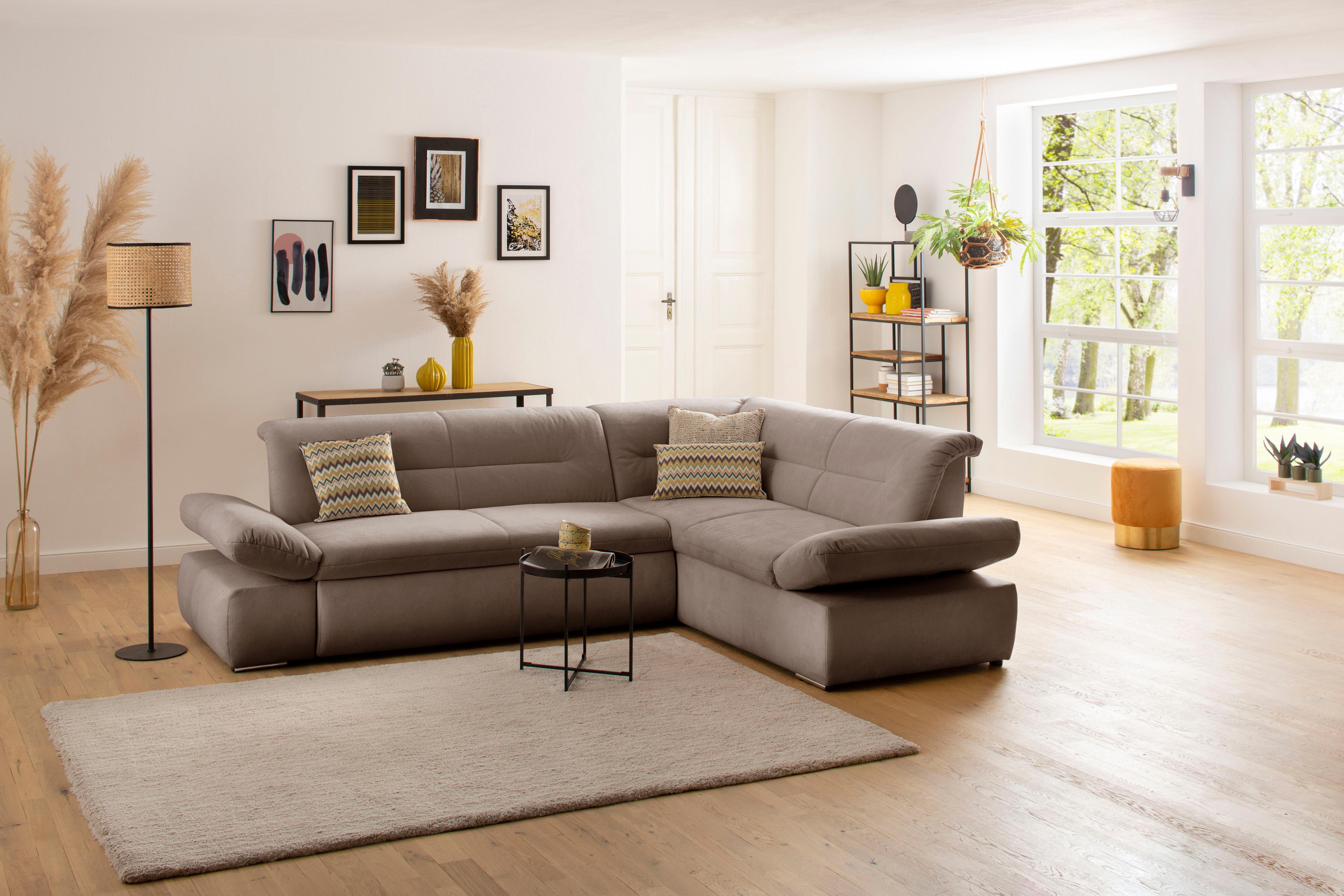 Home affaire Ecksofa "Avesa L-Form" Wahlweise mit Arm- und Bettfunktion, B/T/H: 275/211/80 cm