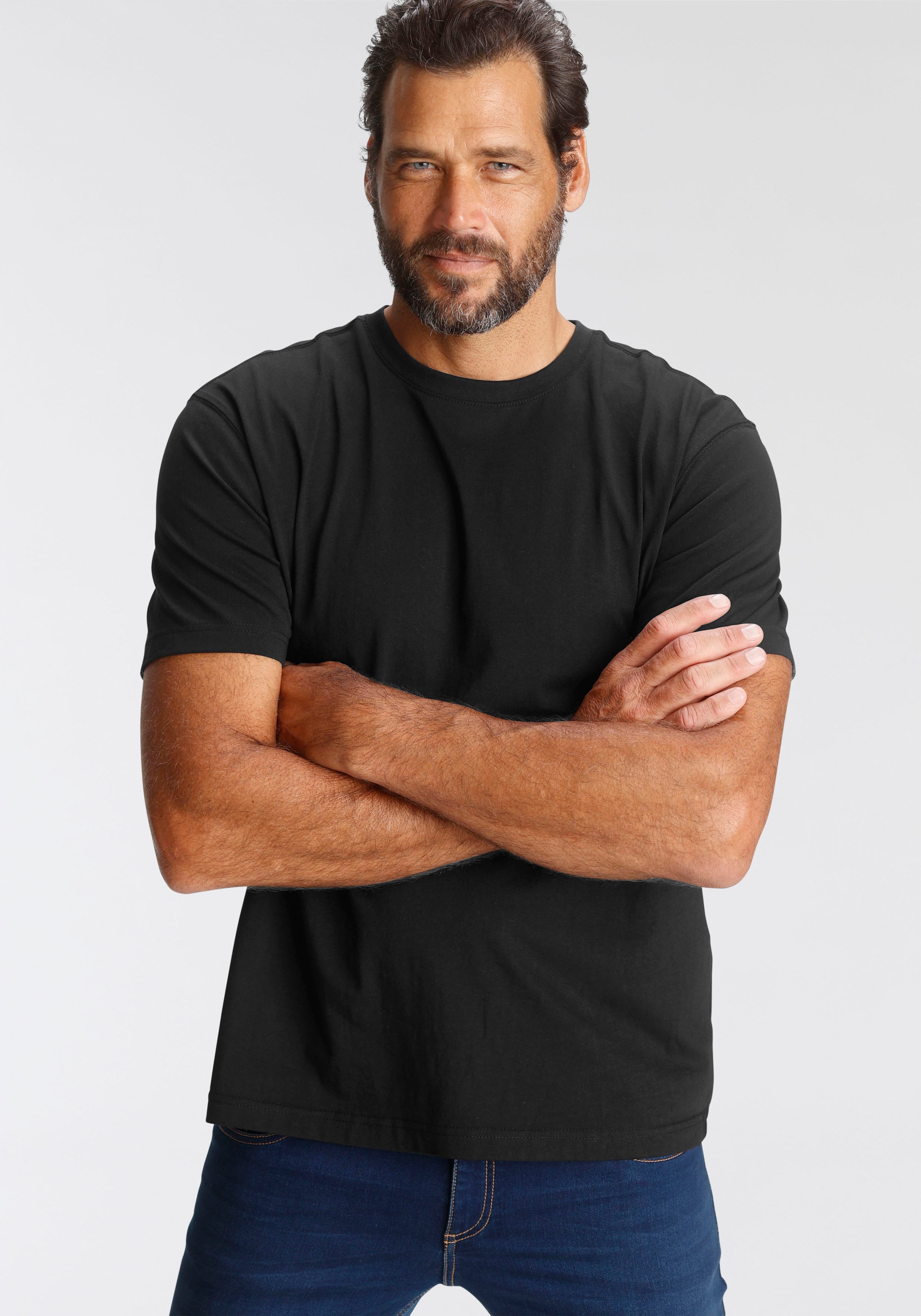 Man's World Rundhalsshirt (5er-Pack) Kurzarm, Regular Fit, unifarben, Rundh günstig online kaufen