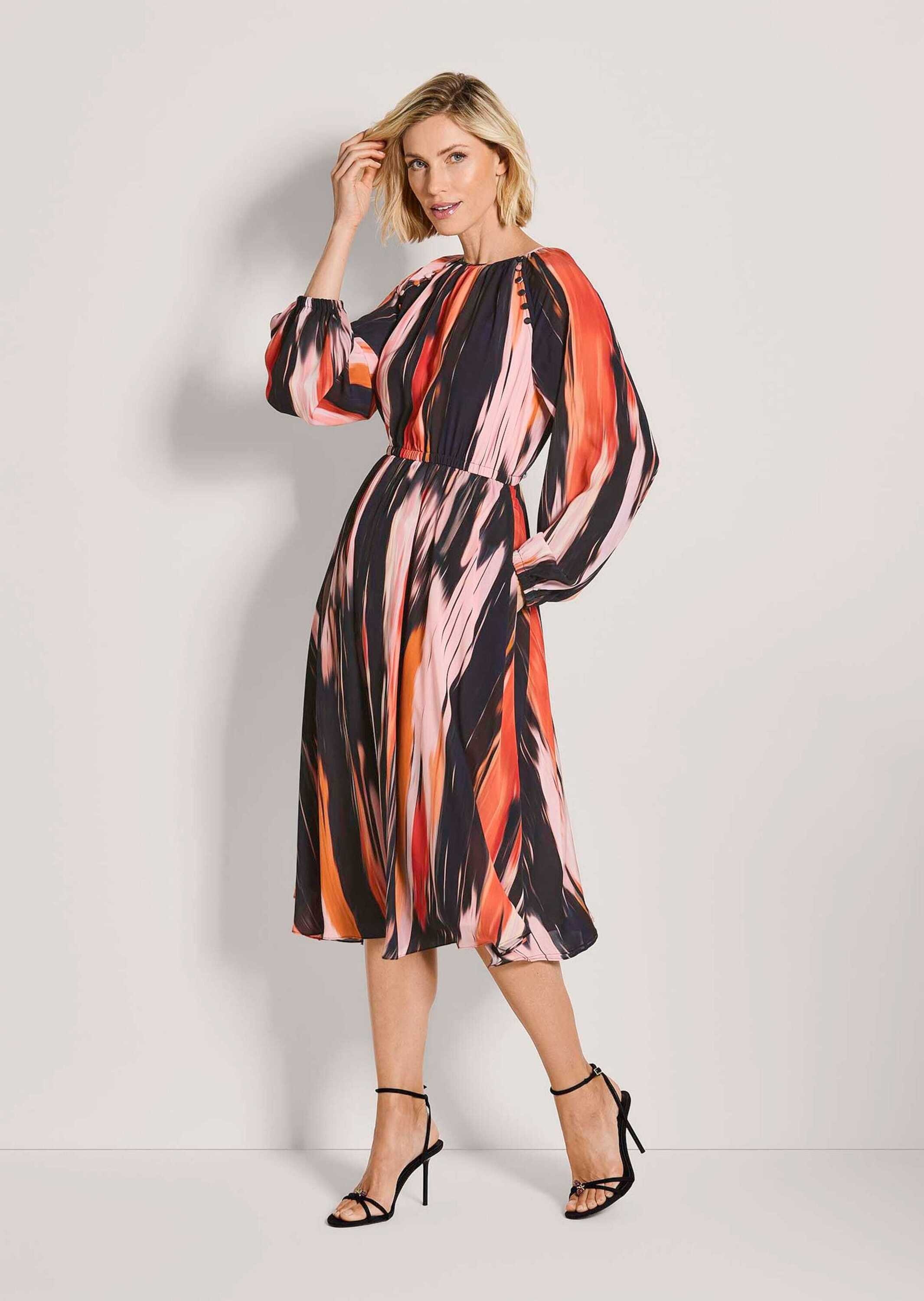 Thumbnail - MADELEINE Midikleid "Midikleid Viskosekleid mit Streifenmuster" Nahttasche Abstrakte Streifenoptik