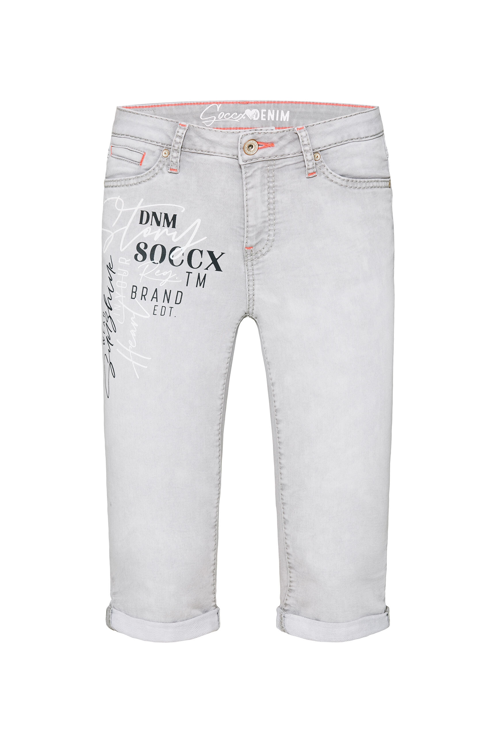SOCCX Jeansshorts, mit Wording-Print