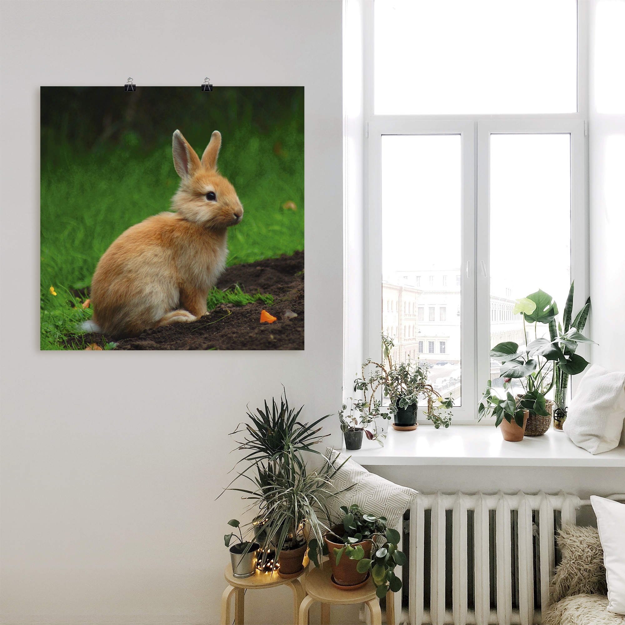 Artland Wandbild »Zwergkaninchen im Grünen«, Wildtiere, (1 St.), als Alubild, Leinwandbild, Wandaufkleber oder Poster in versch. Größen