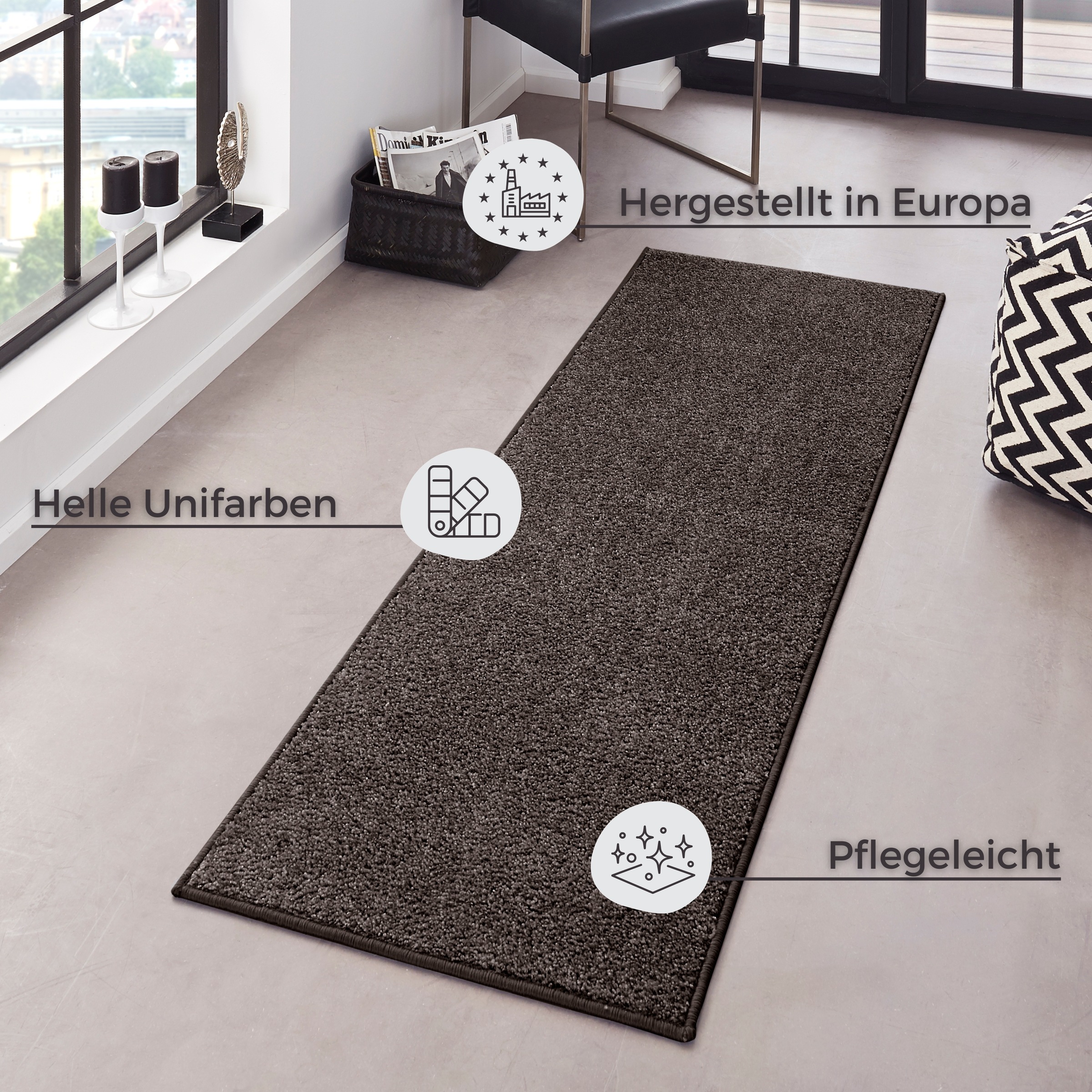 Thumbnail - HANSE Home Teppich "Pure 100 Kurzflor" rechteckig 13 mm Höhe Kurzflor, uni, umkettelt, Läufer, Wohnzimmer, Kinderzimmer,...