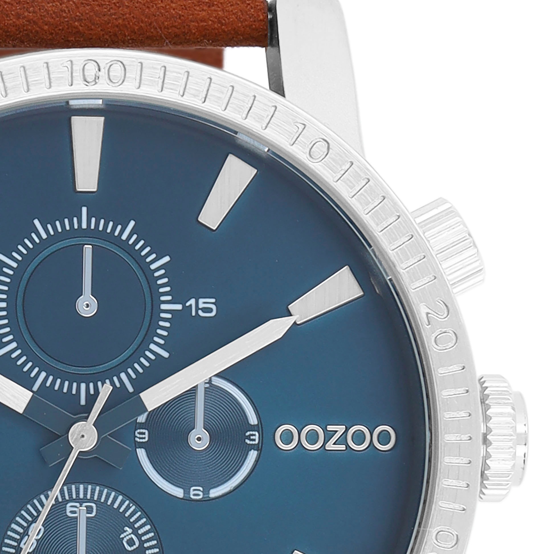 OOZOO Quarzuhr, Armbanduhr, Herrenuhr, Lederarmband, Chrono-Look