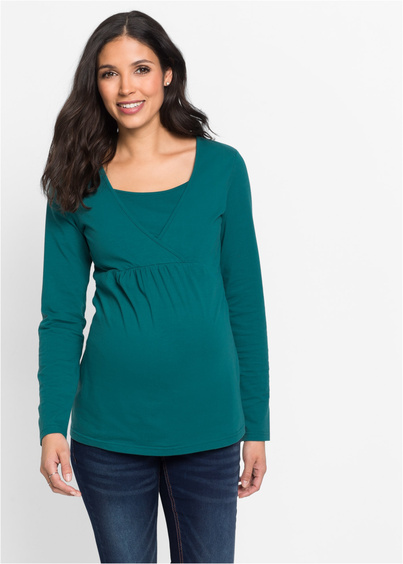 bonprix Stillshirt bequeme Passform, Wickelschnitt, 2-in-1 Umstands- und St günstig online kaufen