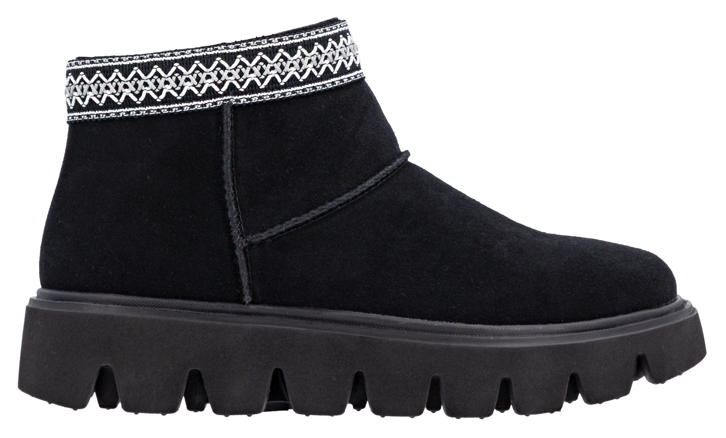RIEKER Sport Winterboots, Plateauboots, Stiefelette mit Textileinfass im Ethno-Look