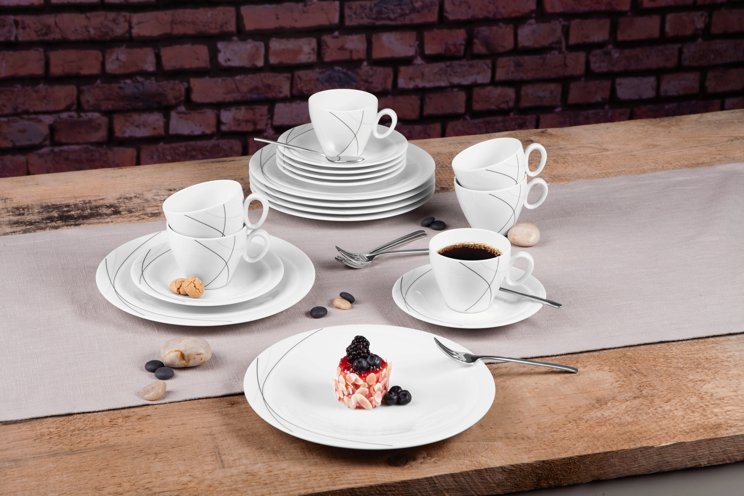 Seltmann Weiden Kaffeeservice »Geschirr-Set, Service Trio Highline«, (Set, 18 tlg.), Made in Germany, 18 Teile, für 6 Personen