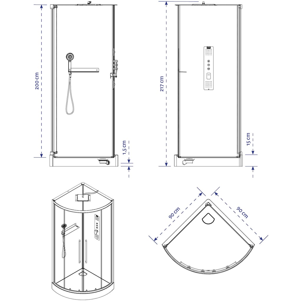 Marwell Komplettdusche »White Round«, inkl. Armaturen