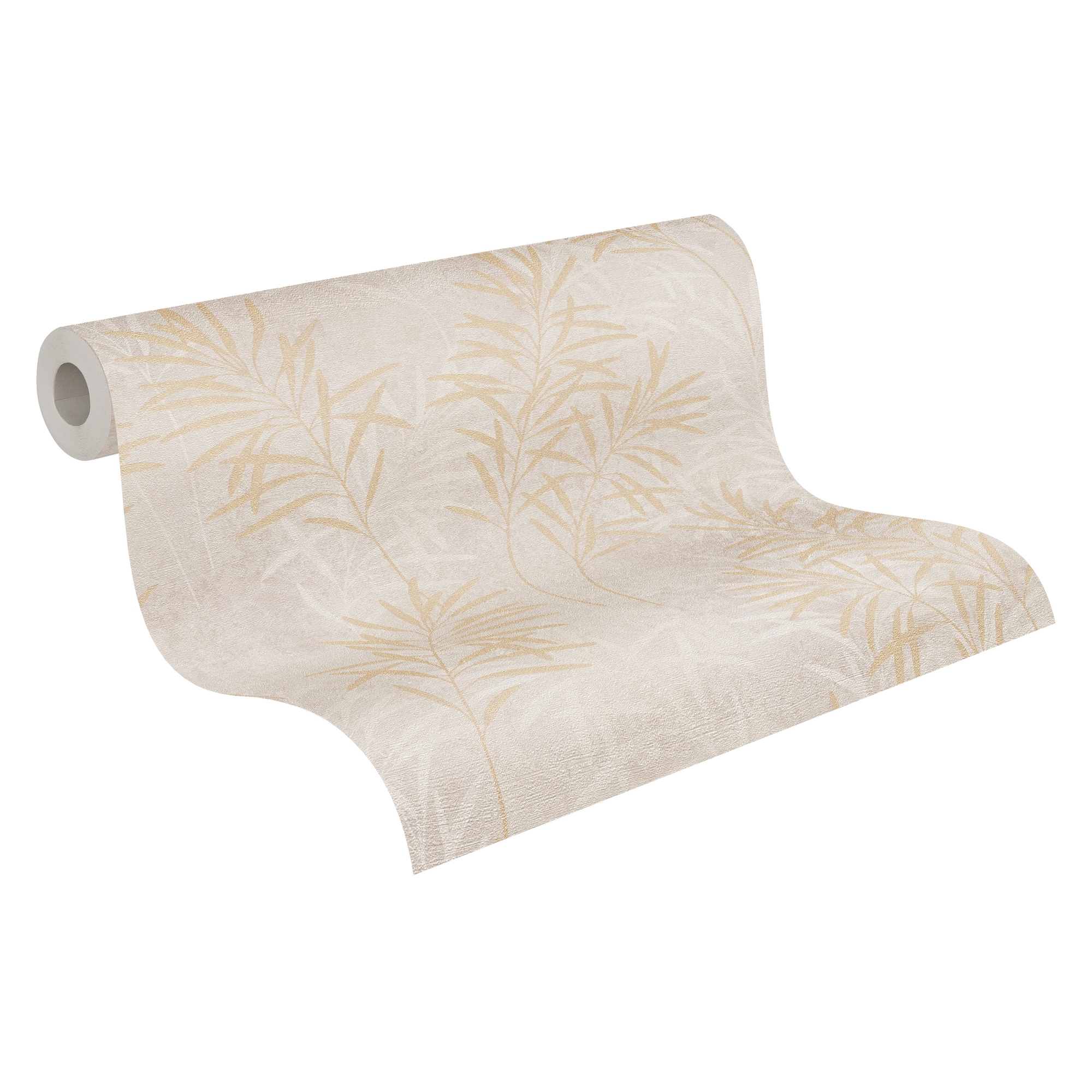 A.S. Création Vliestapete "Terra Tapete Floral Blätter" gemustert matt neutral strukturiert Landhaus-Tapete Natur Metallic Tapeten Wohnzimmer Schlafzimmer Küche