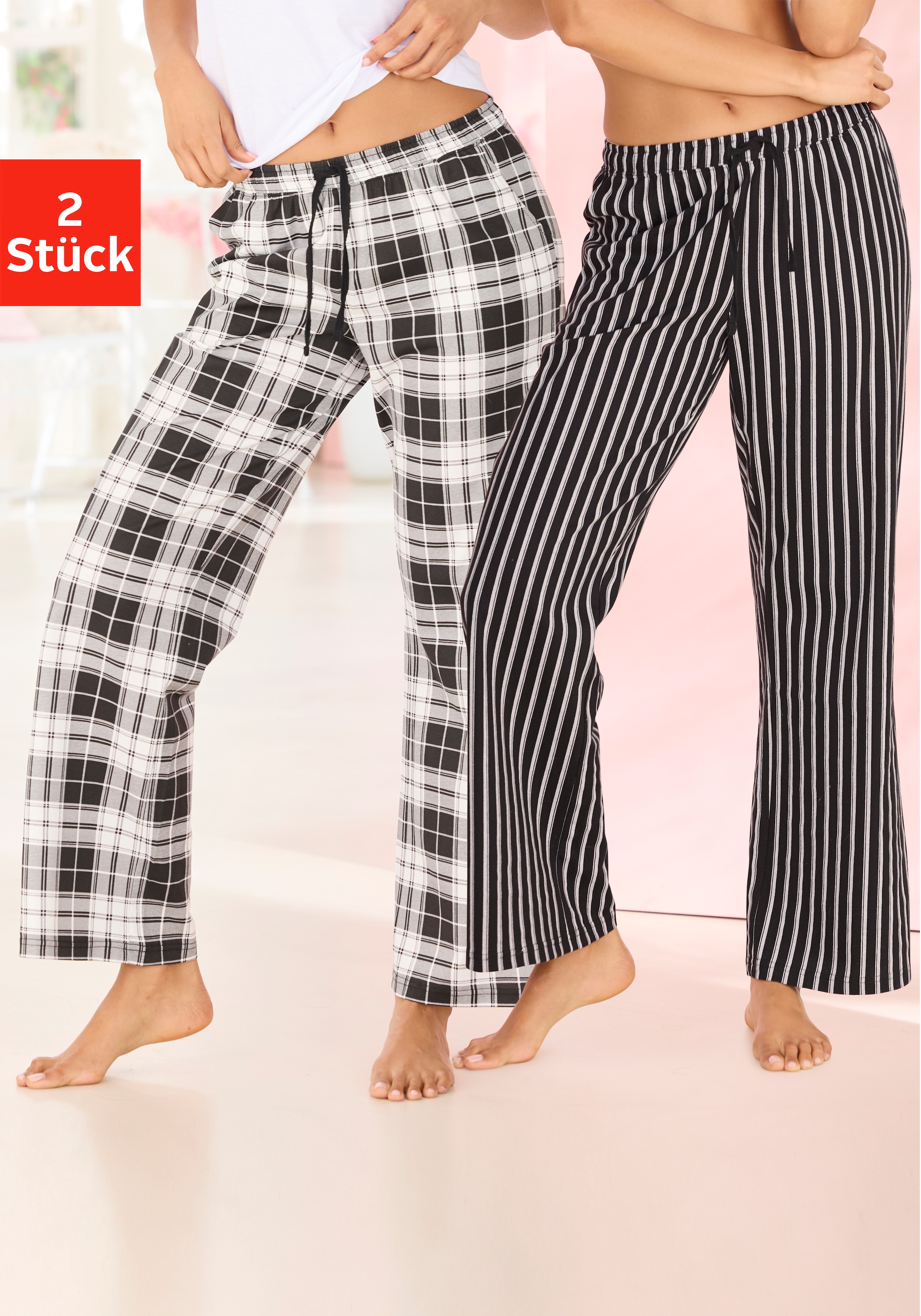 Vivance Dreams Pyjamahose Mit Karos oder Streifen günstig online kaufen