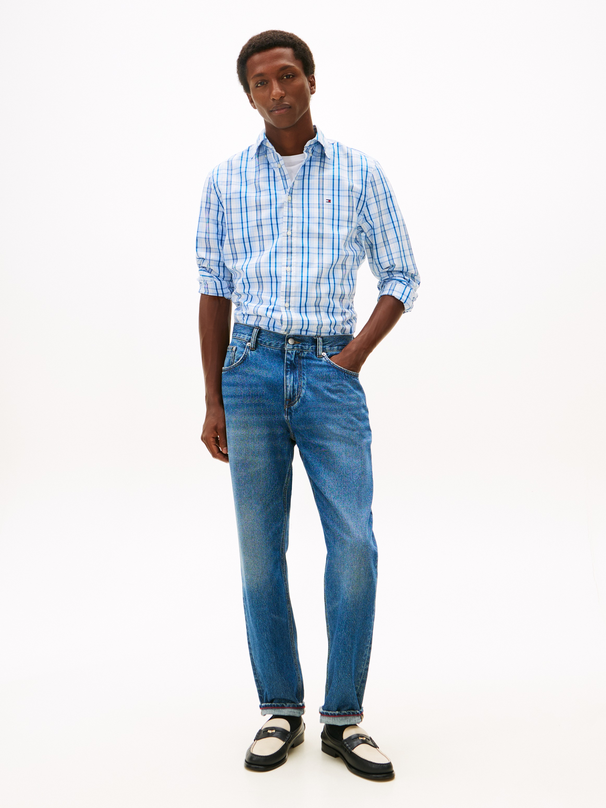 Thumbnail - Tommy Hilfiger Langarmhemd "FLEX POPLIN MEDIUM CHECK" Button-down-Kragen, Regular fit