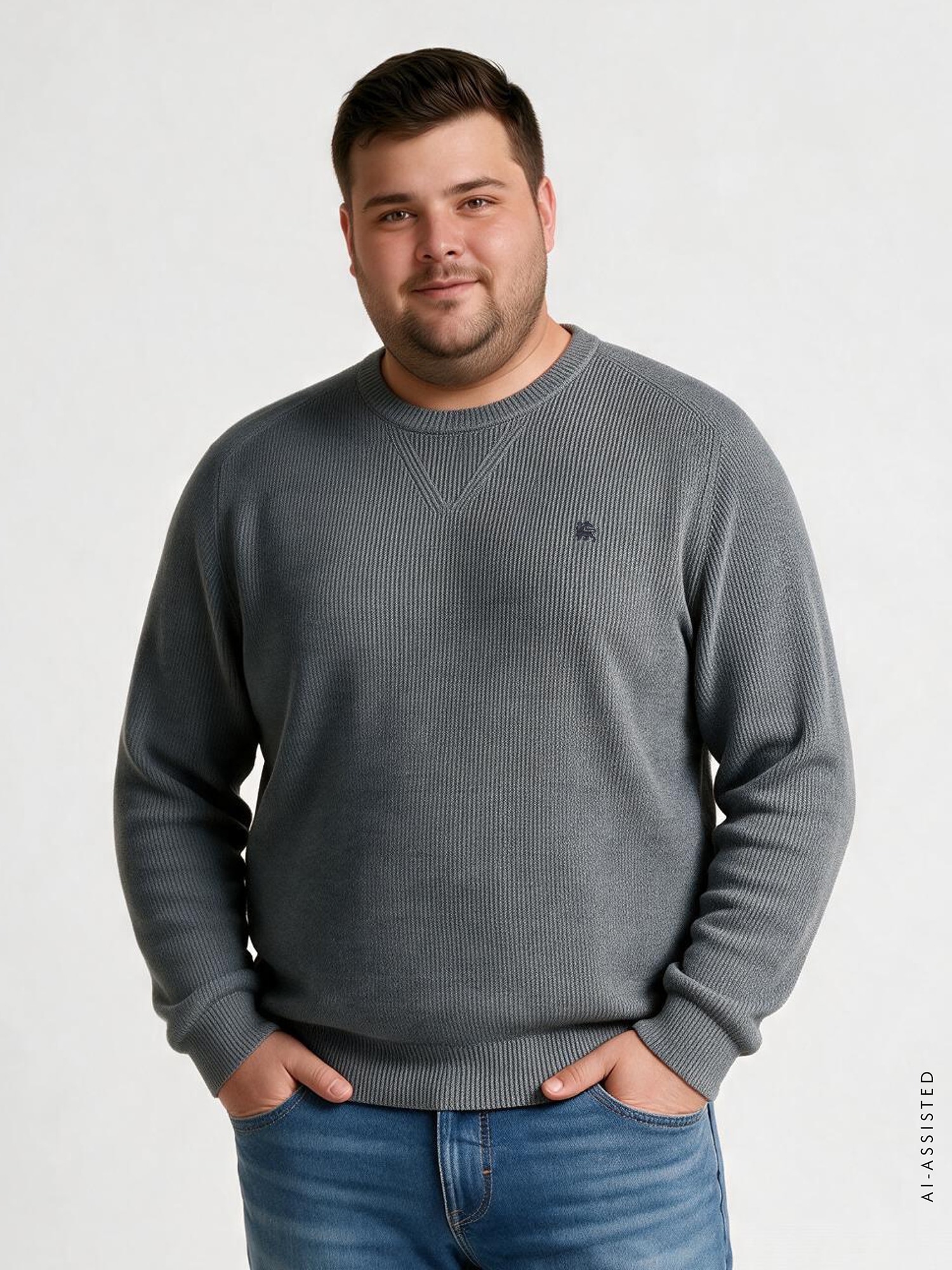 LERROS Strickpullover "Minimalistischer Strickpullover mit O-Neck in großen Größen"